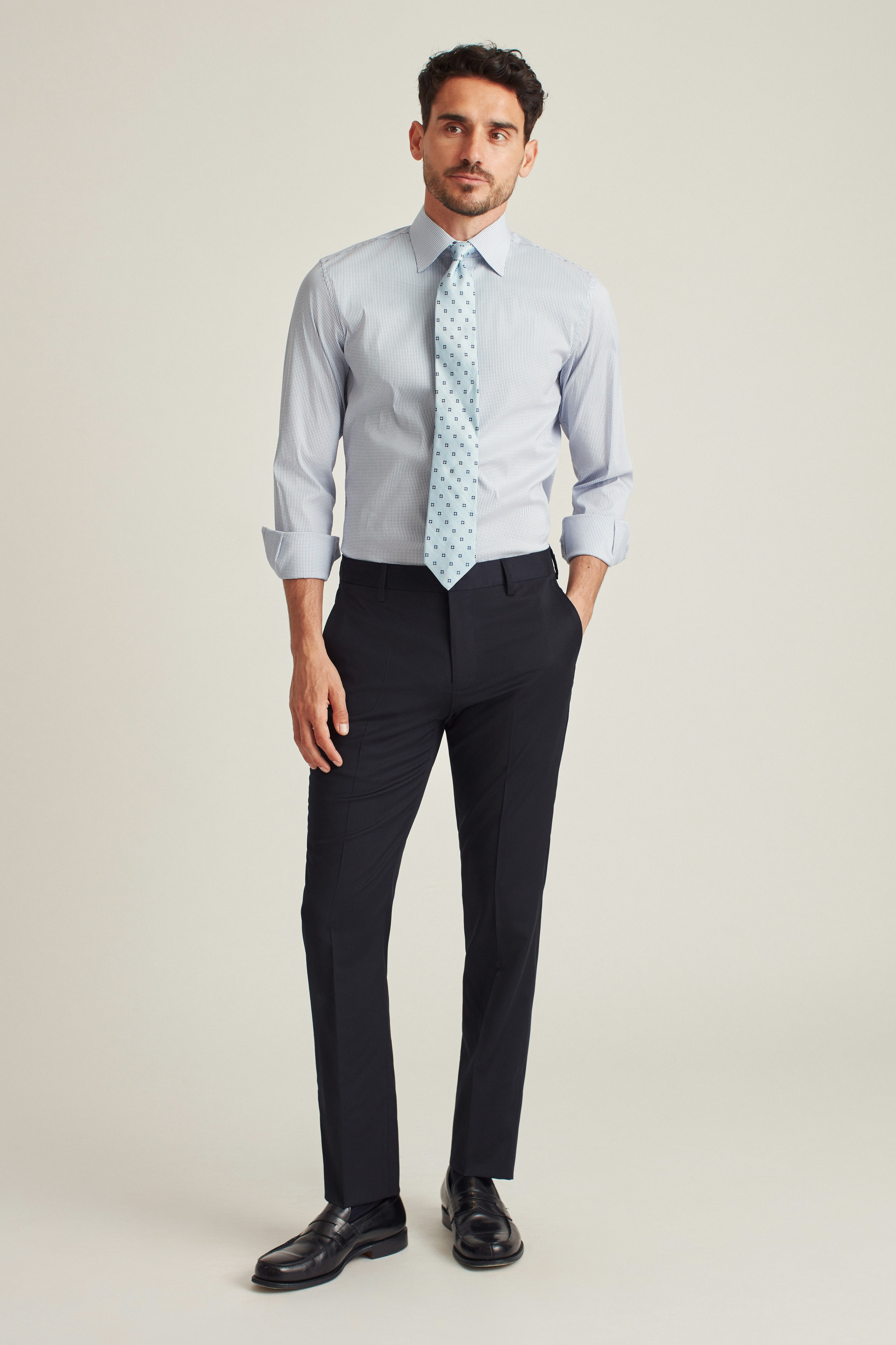 Jetsetter Unhemmed Wool Dress Pant navy