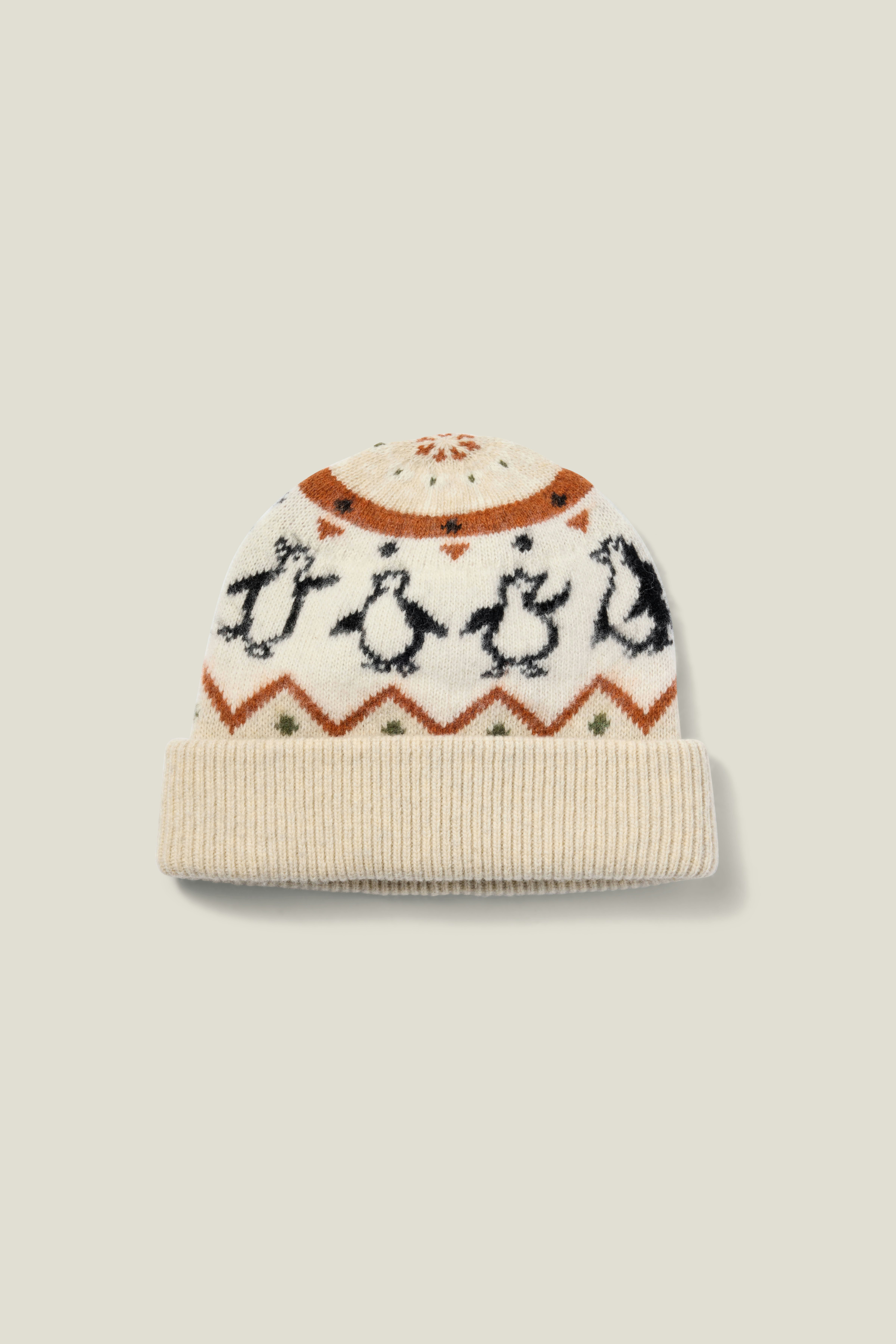 Disco Penguin Fair Isle Beanie winter white