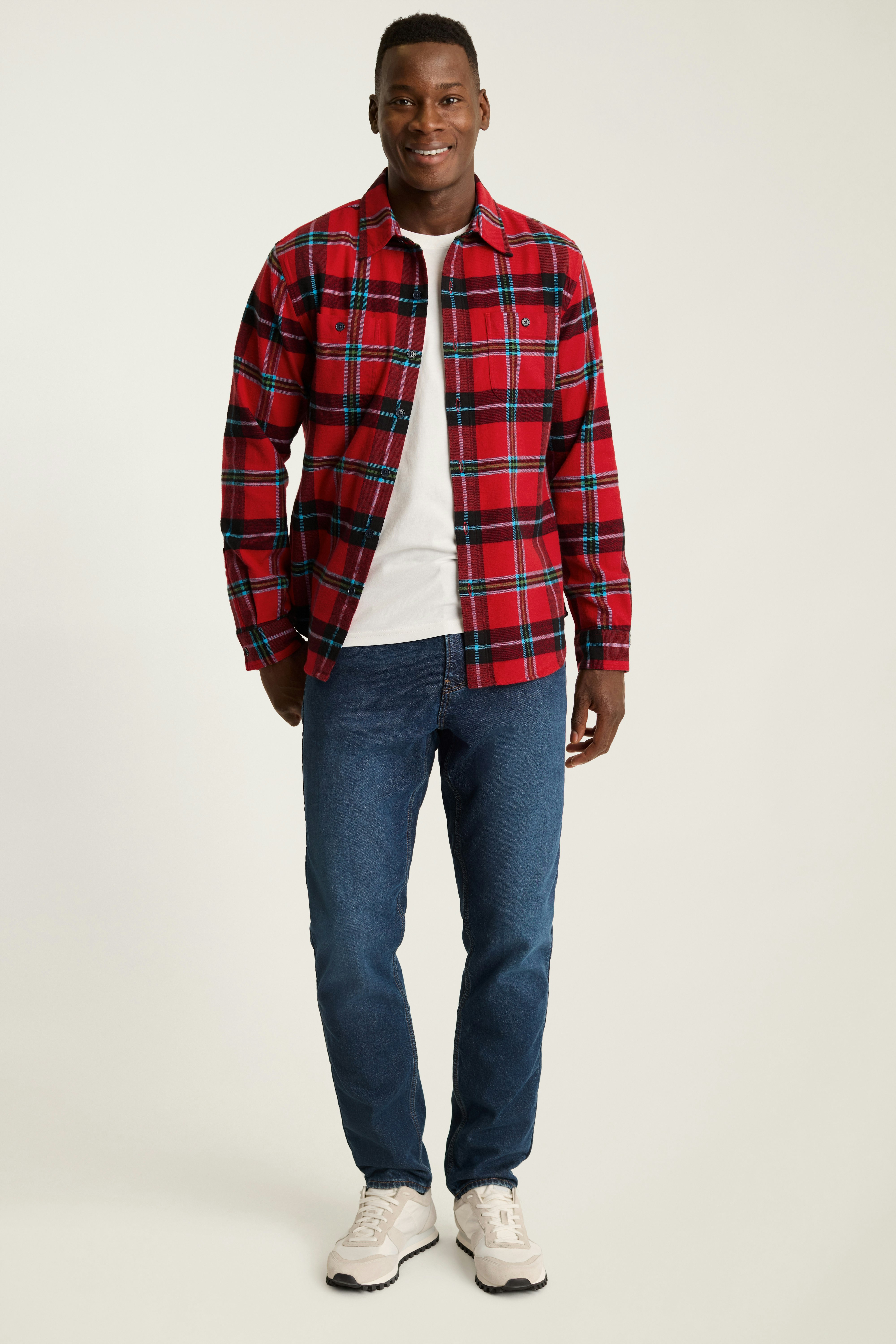 Fireside Flannel Shirt red blue freeman plaid