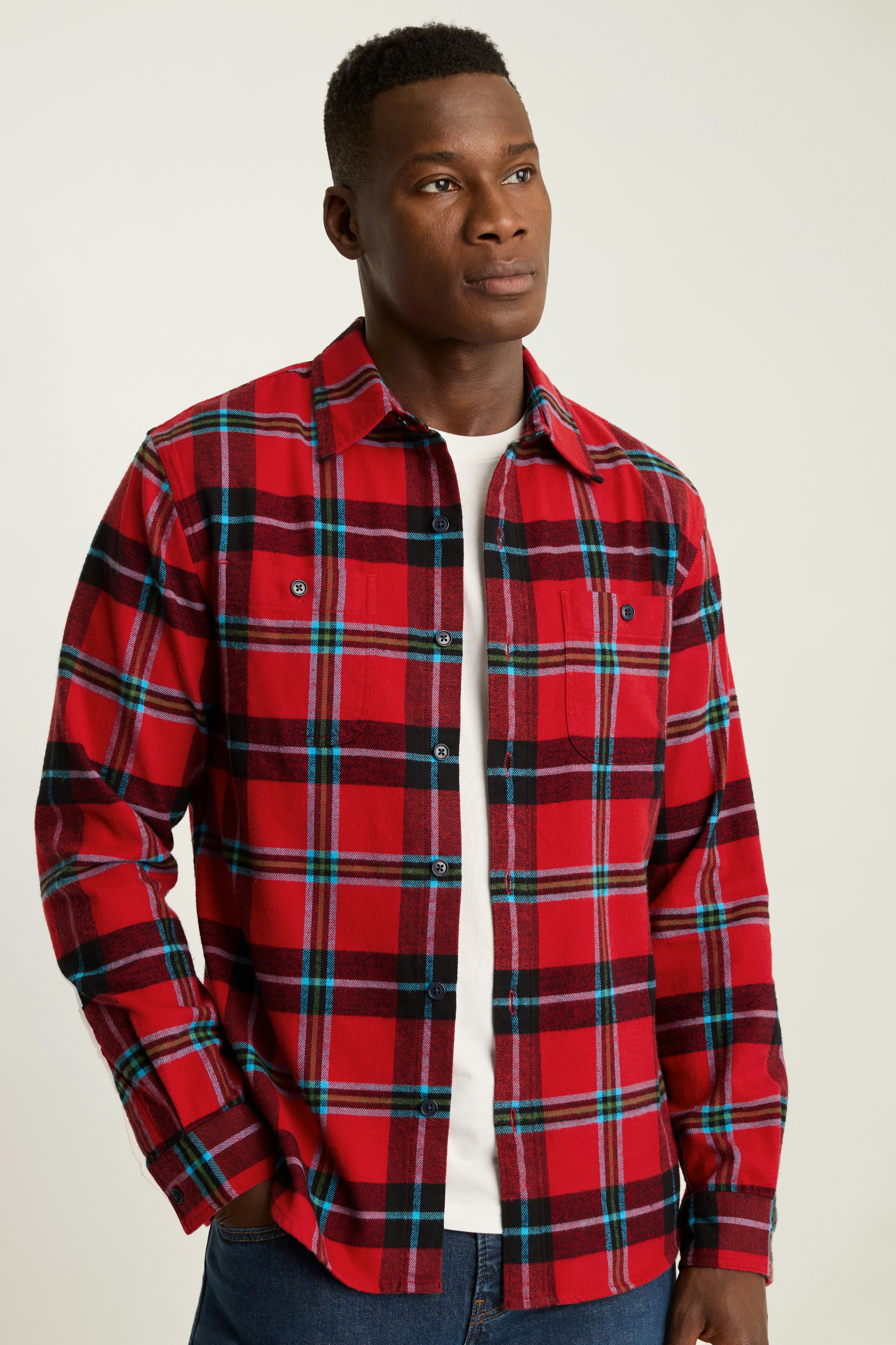 Fireside Flannel Shirt red blue freeman plaid