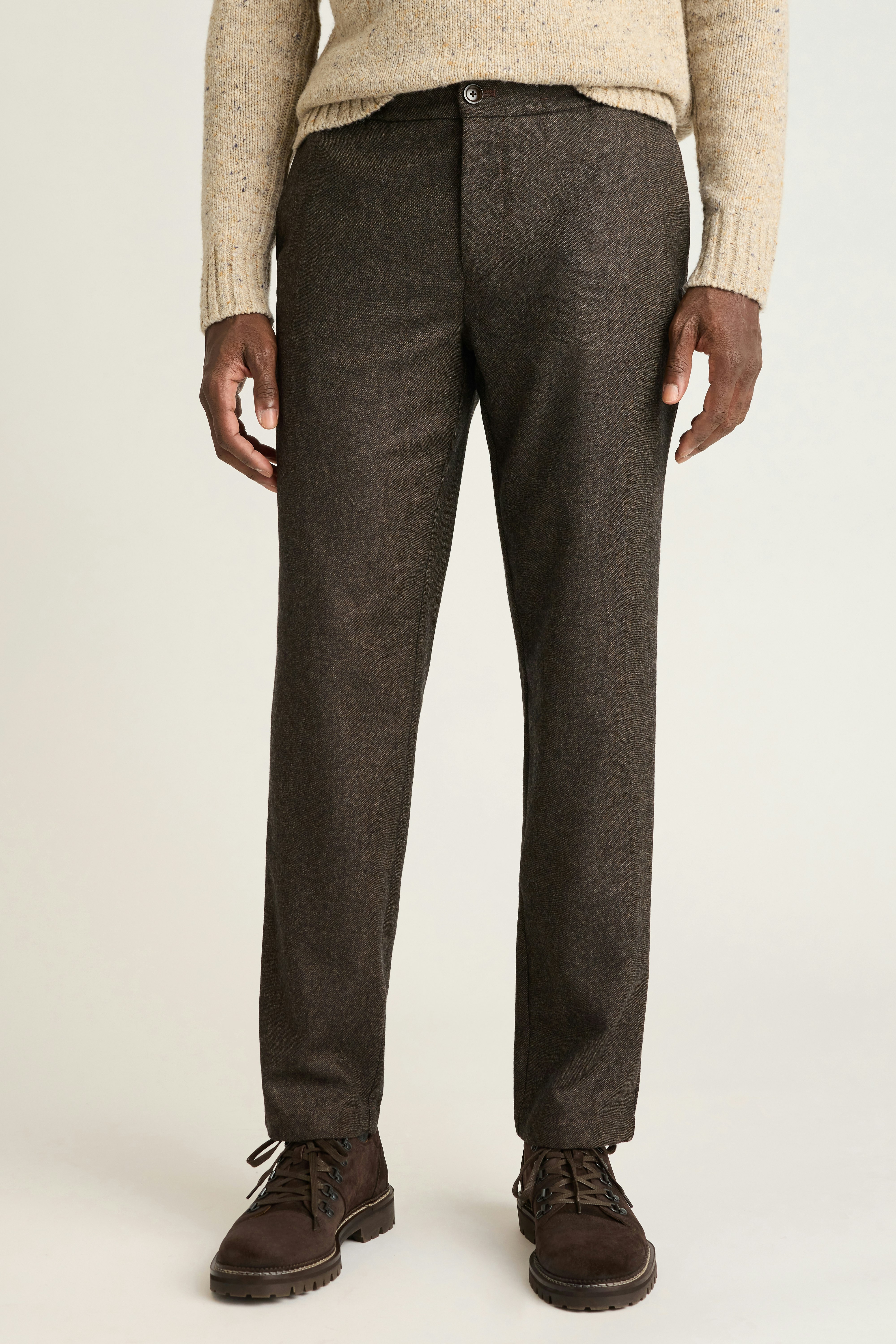 Wool Drawstring Trouser dark brown twill