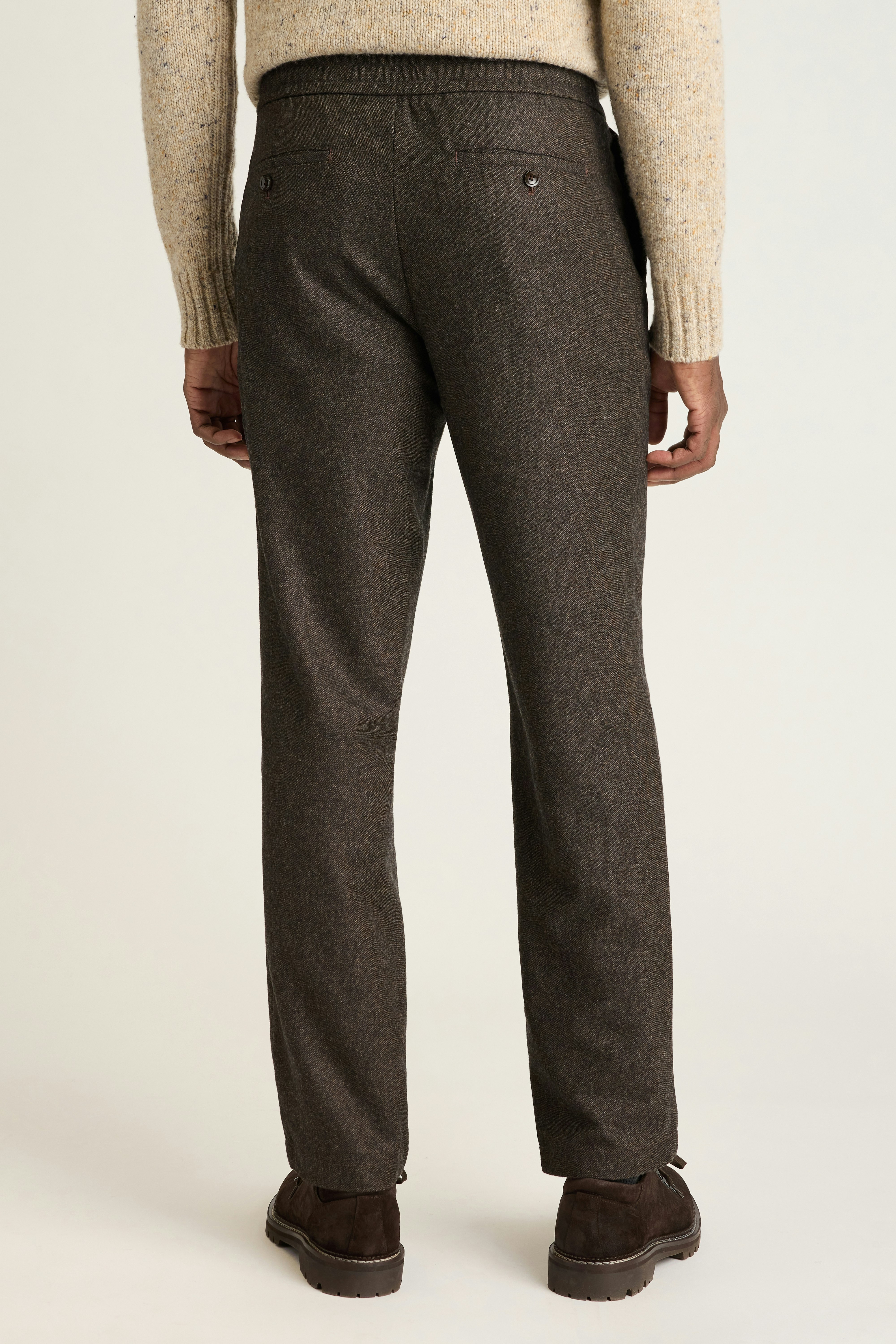 Wool Drawstring Trouser dark brown twill