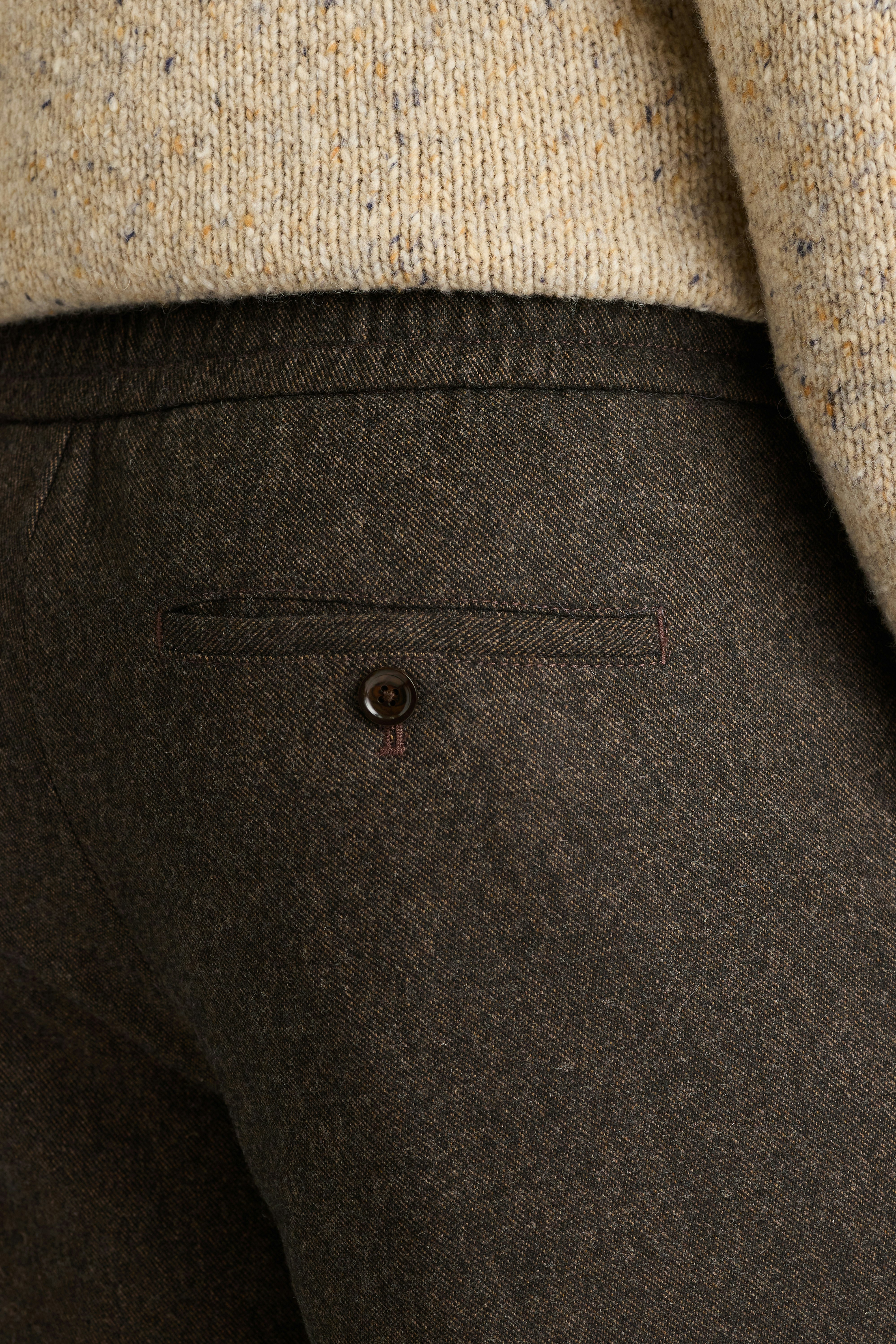 Wool Drawstring Trouser dark brown twill