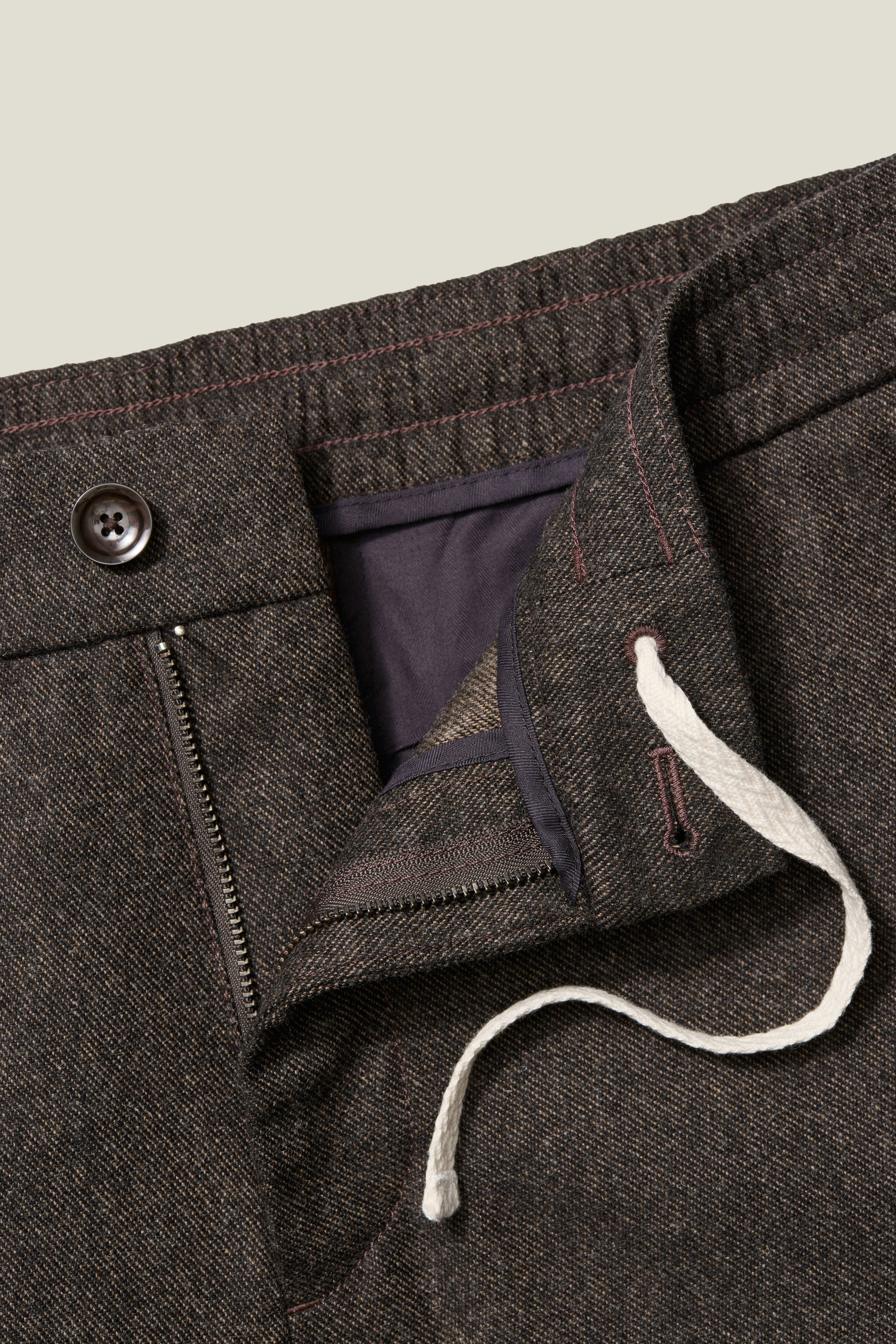 Wool Drawstring Trouser dark brown twill