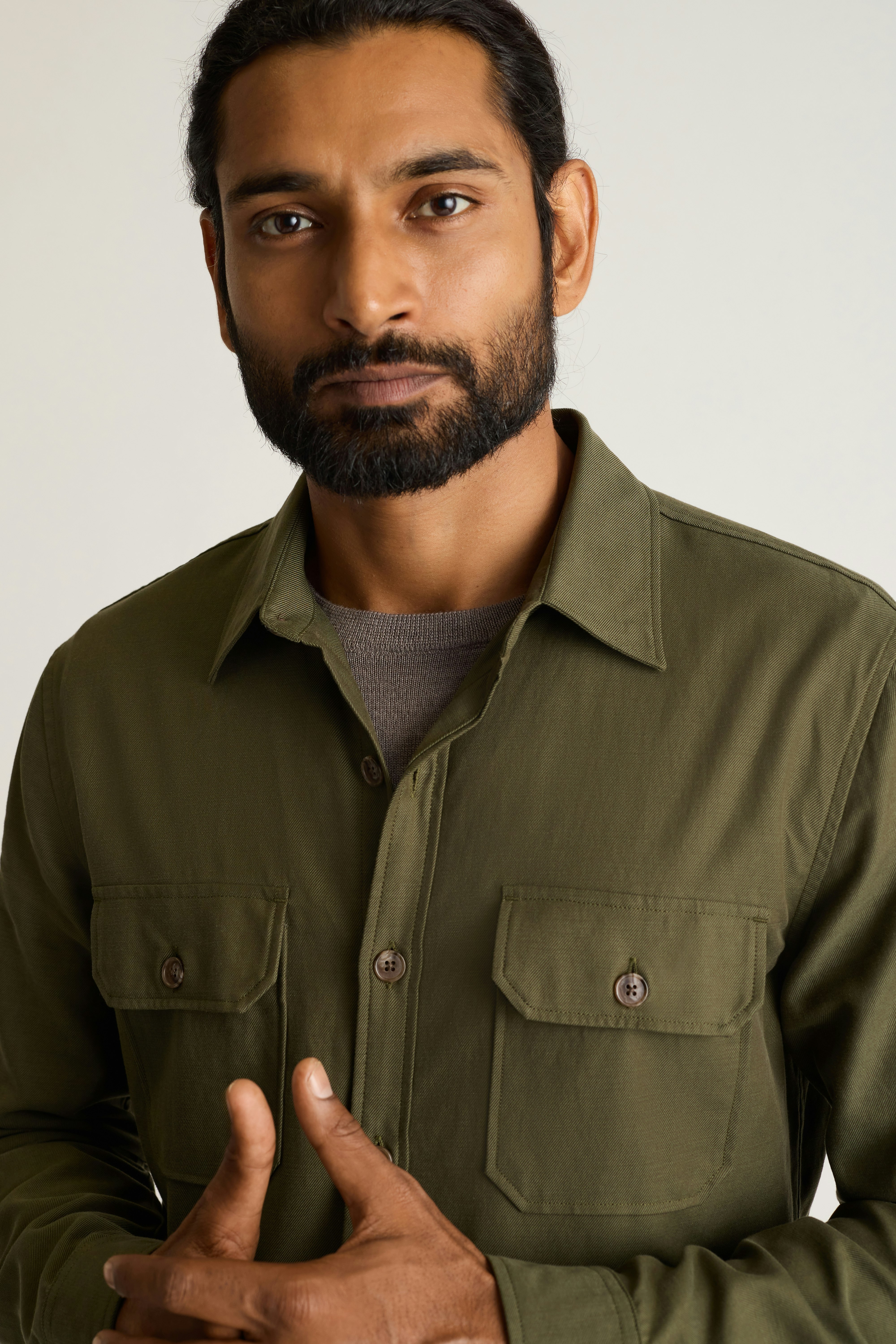 Garment-Dyed Utility Shirt deep forest green