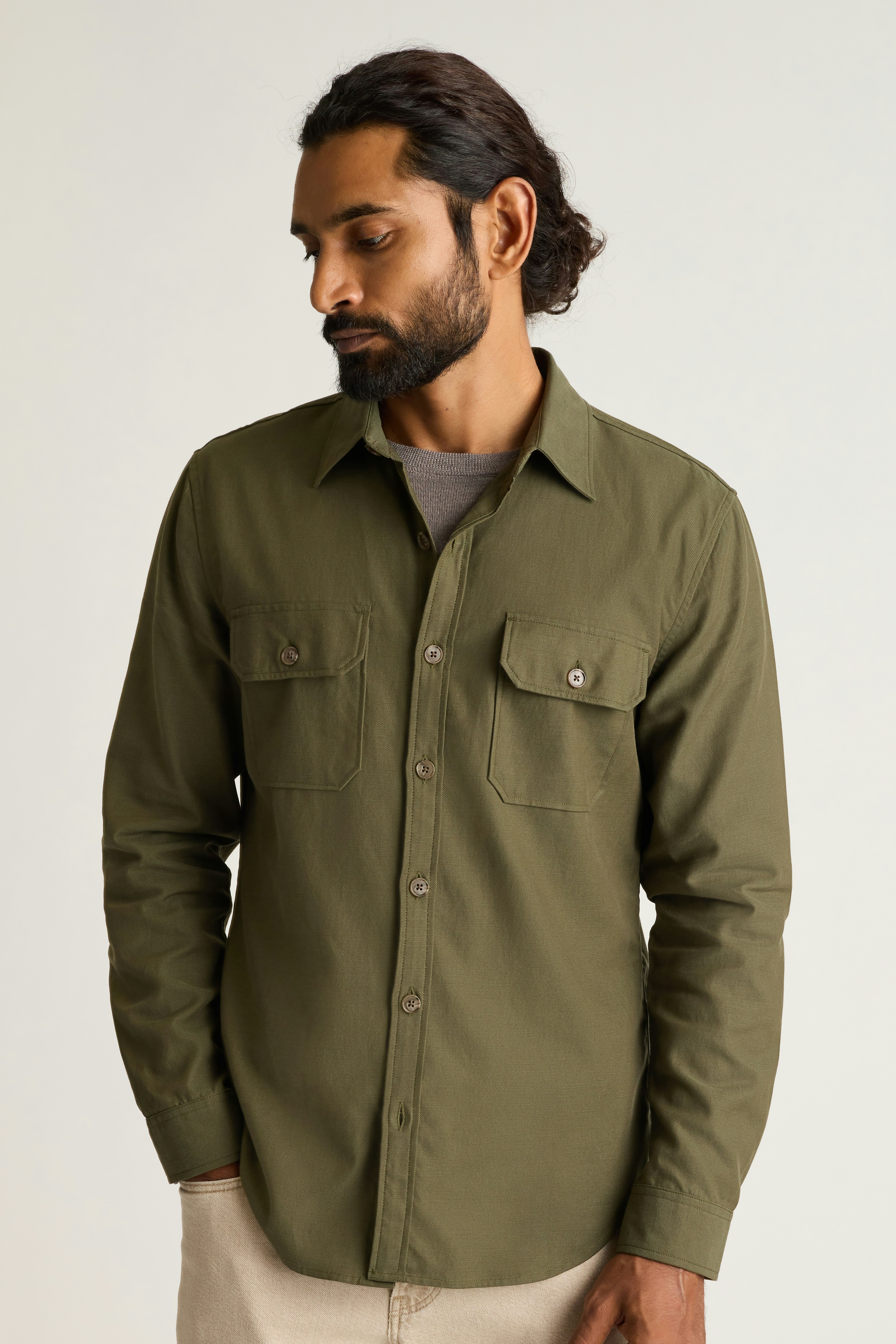 Garment-Dyed Utility Shirt deep forest green