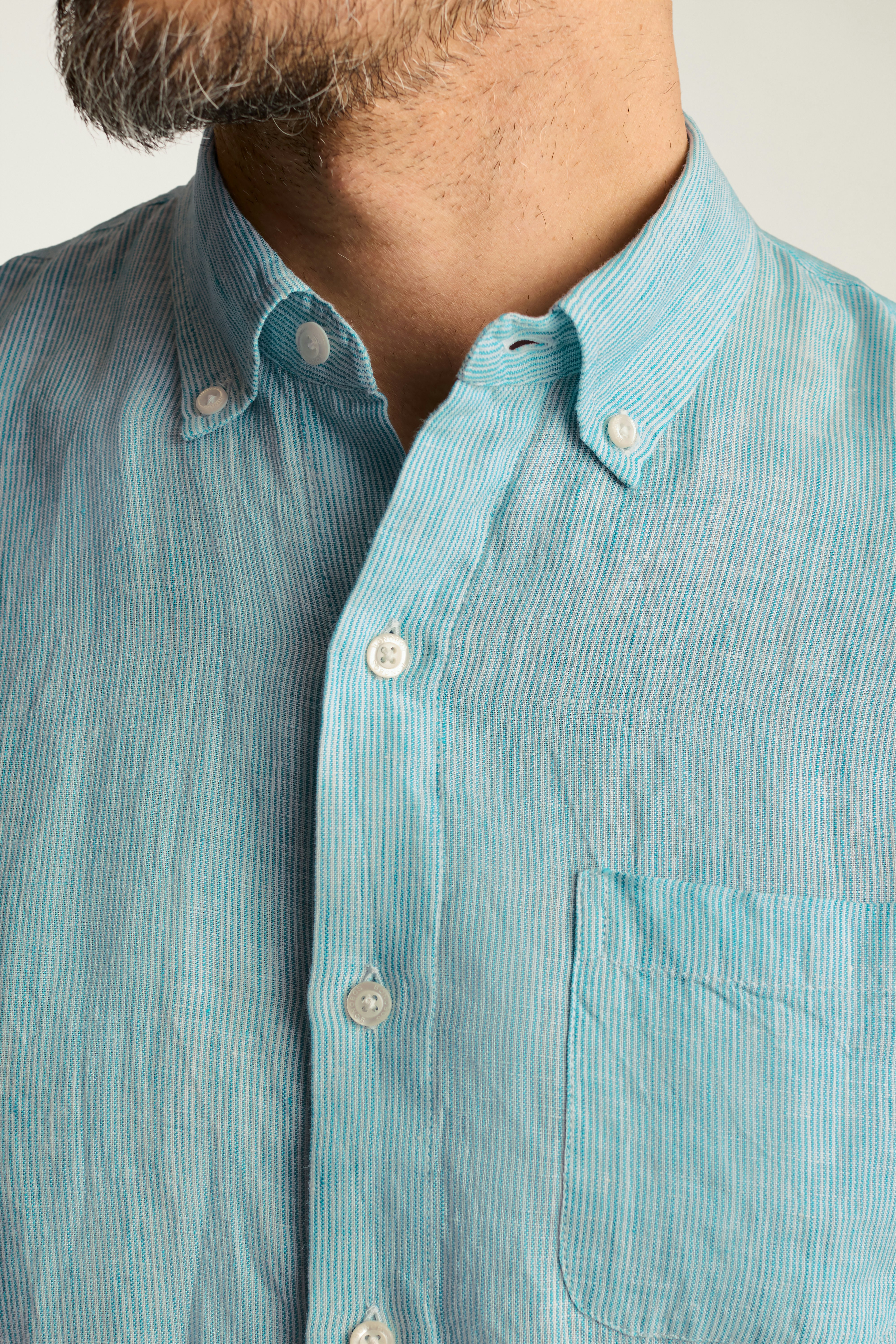 Everyday Linen Shirt teal oxnard stripe