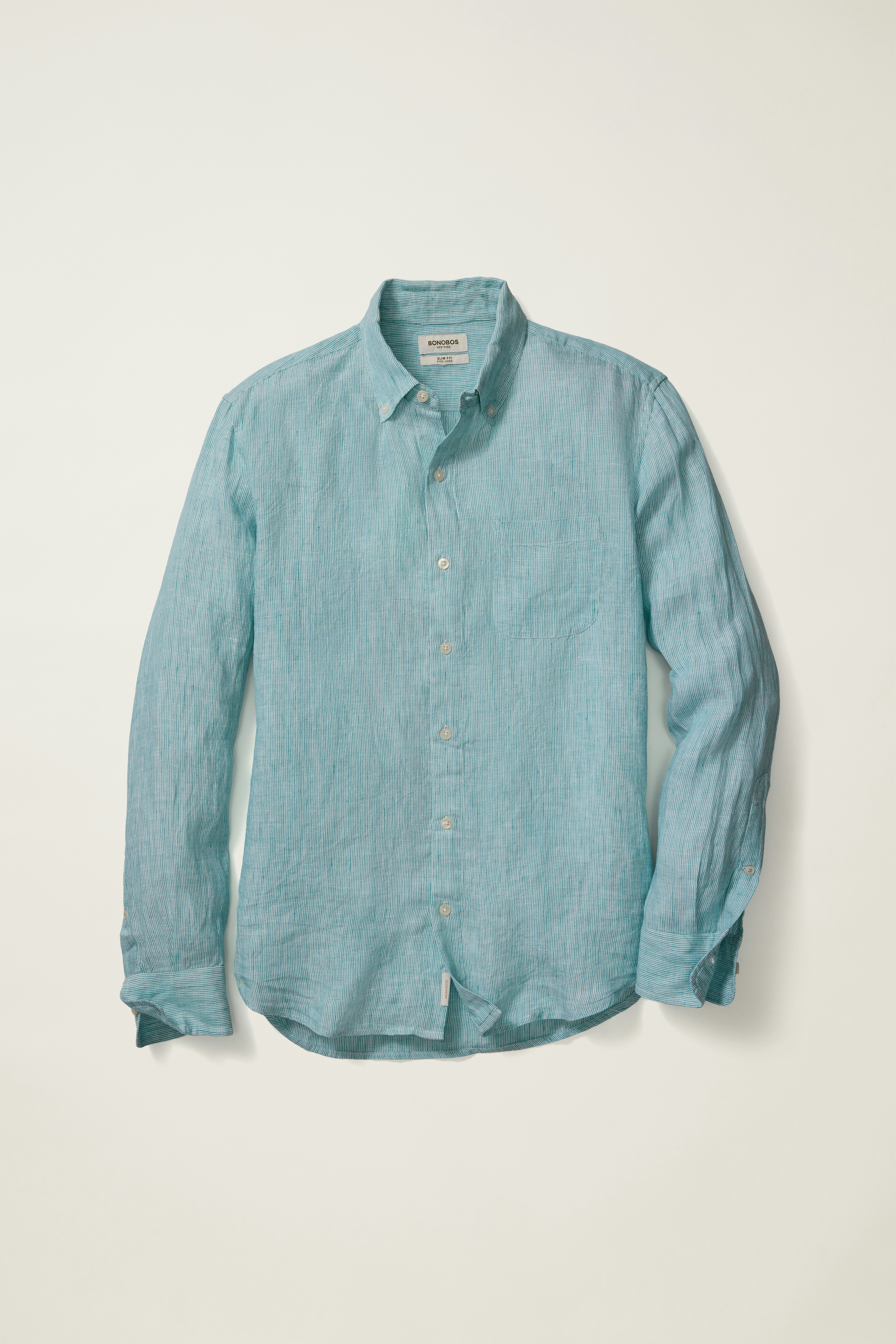 Everyday Linen Shirt teal oxnard stripe 5 Everyday Linen Shirt teal oxnard stripe