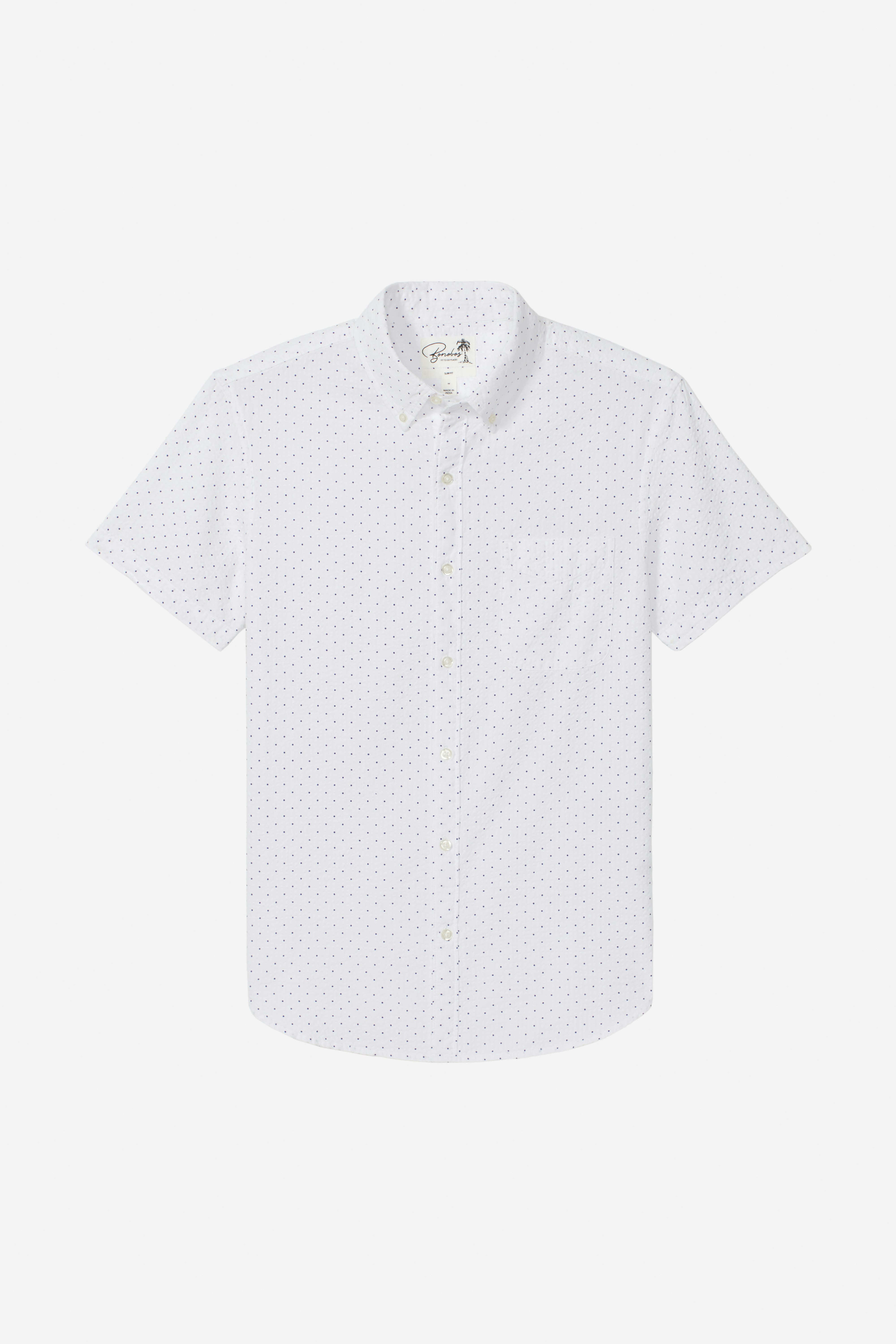 Riviera Short Sleeve Shirt - Athletic Fit blue seersucker dot