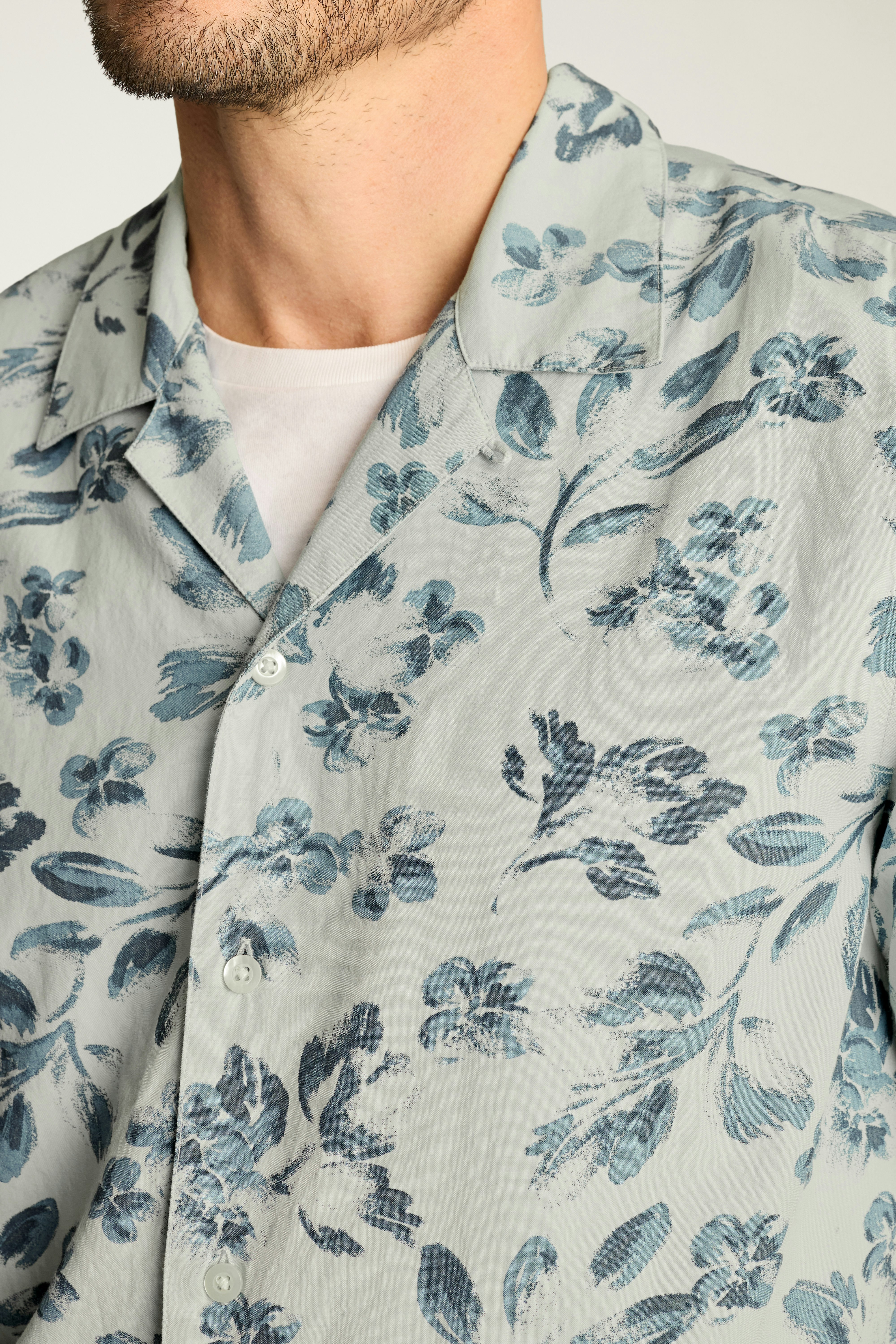 Riviera Cabana Shirt grey daylight floral