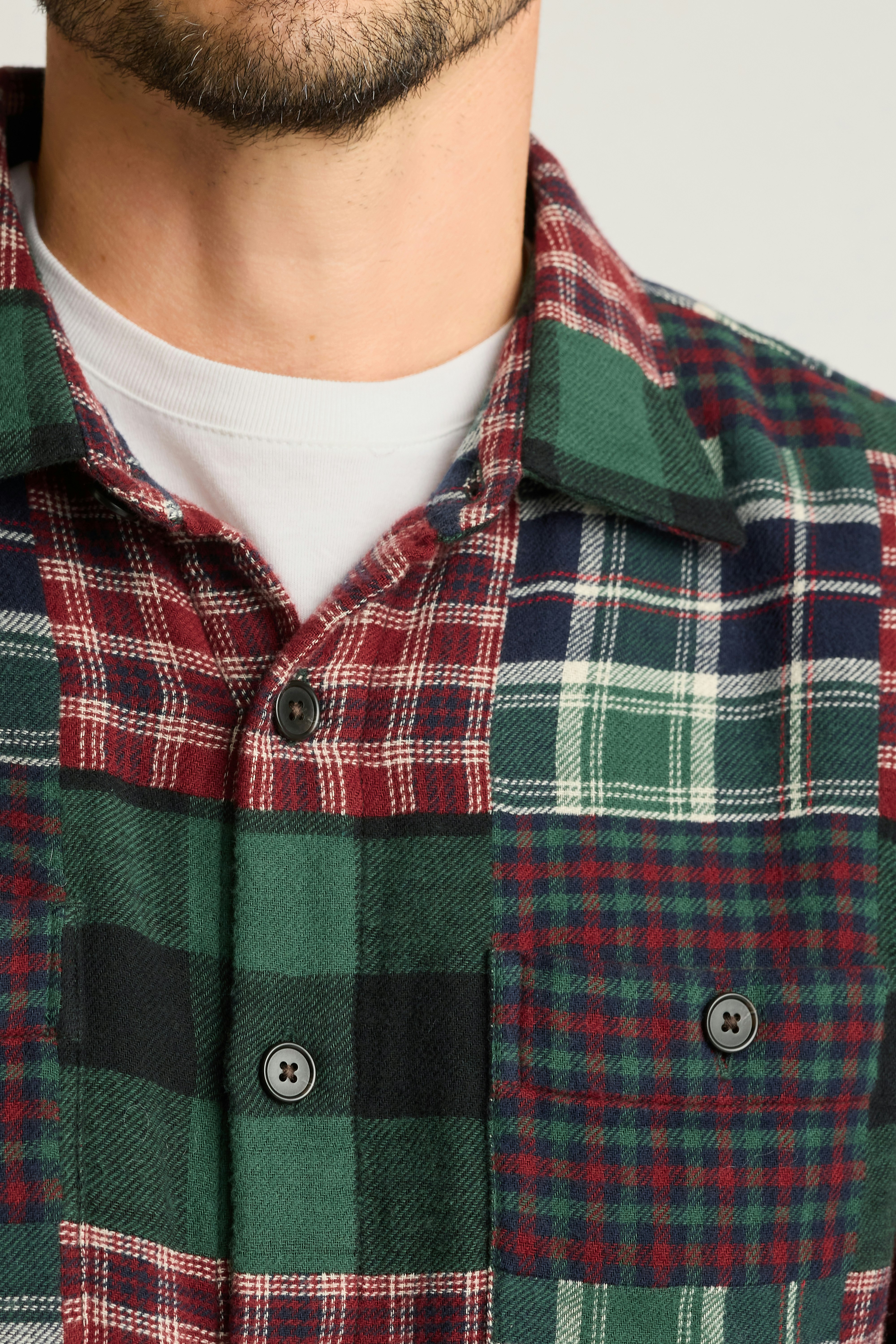 Reveler Patchwork Shirt red green multi plaid