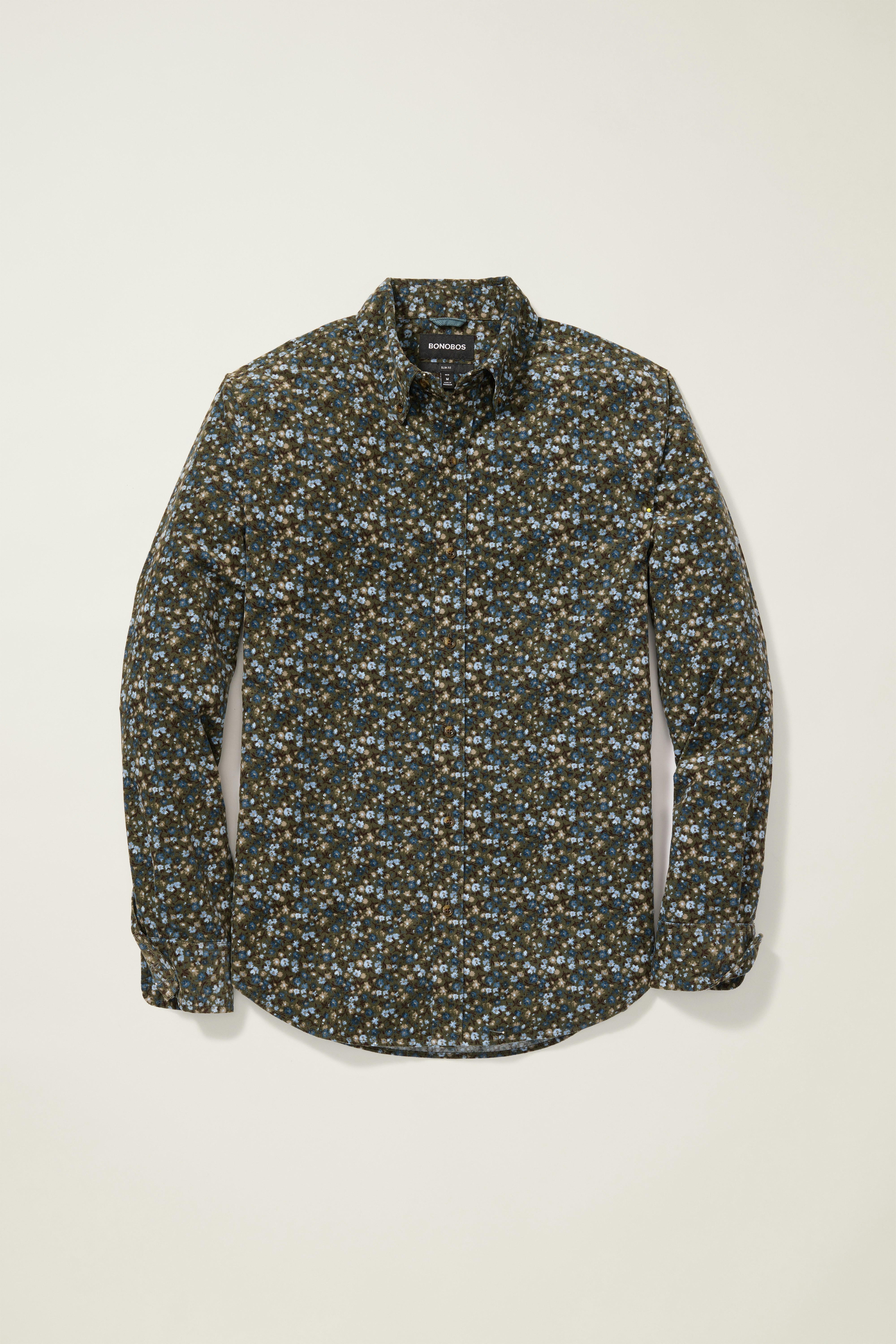 Everyday Corduroy Shirt olive green regal floral