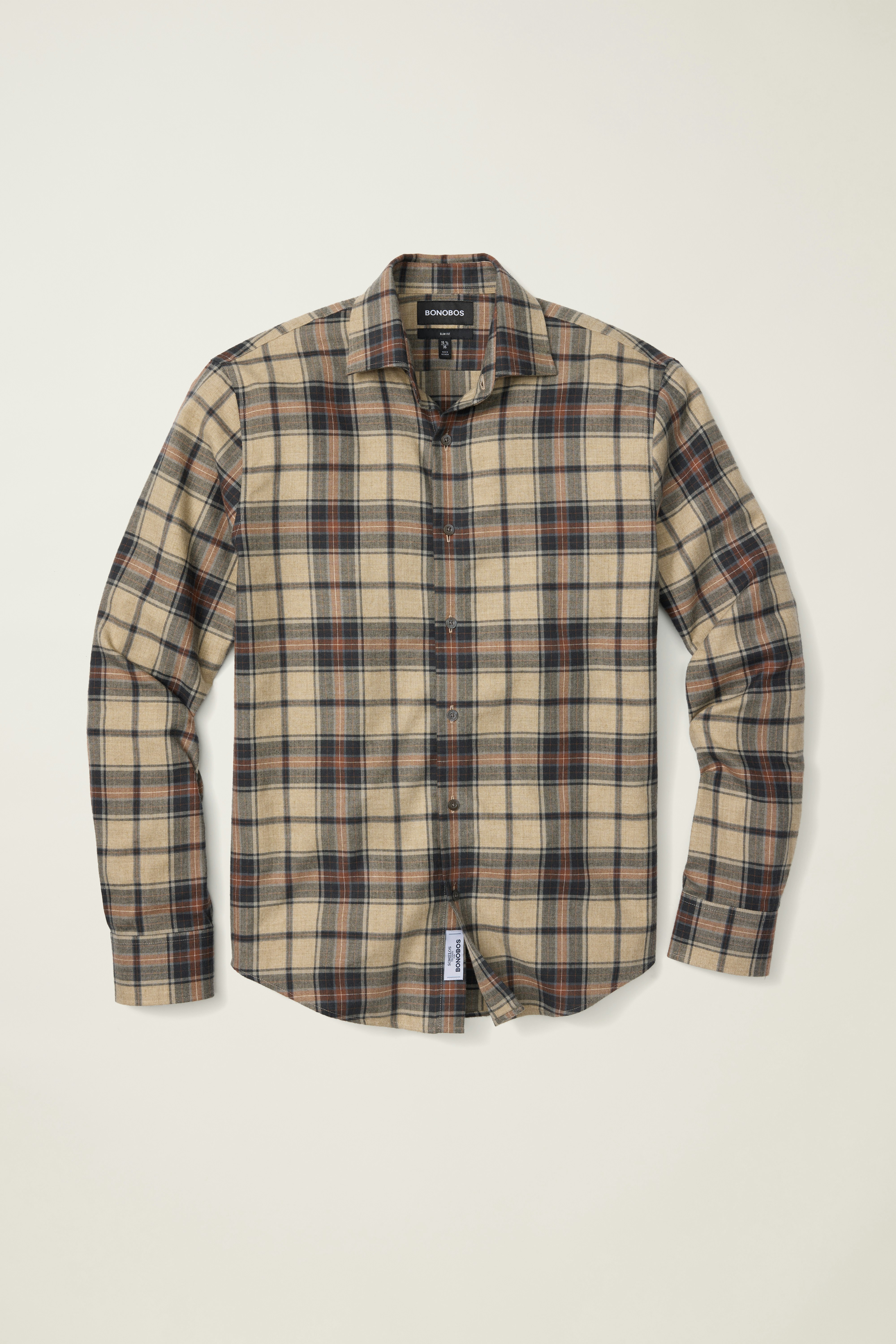 Jetsetter Premium Merino Dress Shirt cream navy plaid