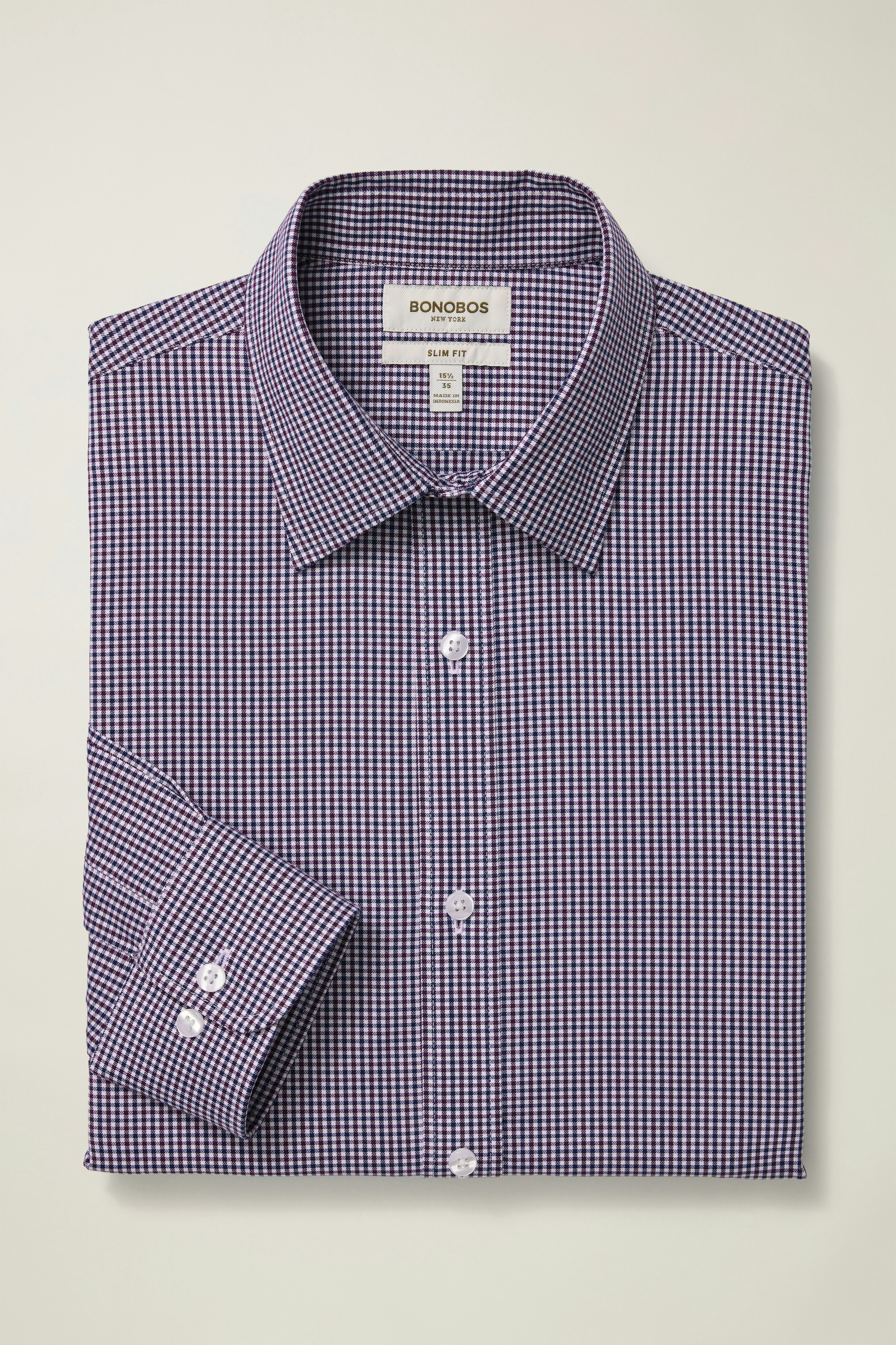 Weekday Warrior Dress Shirt navy plum micro gingham