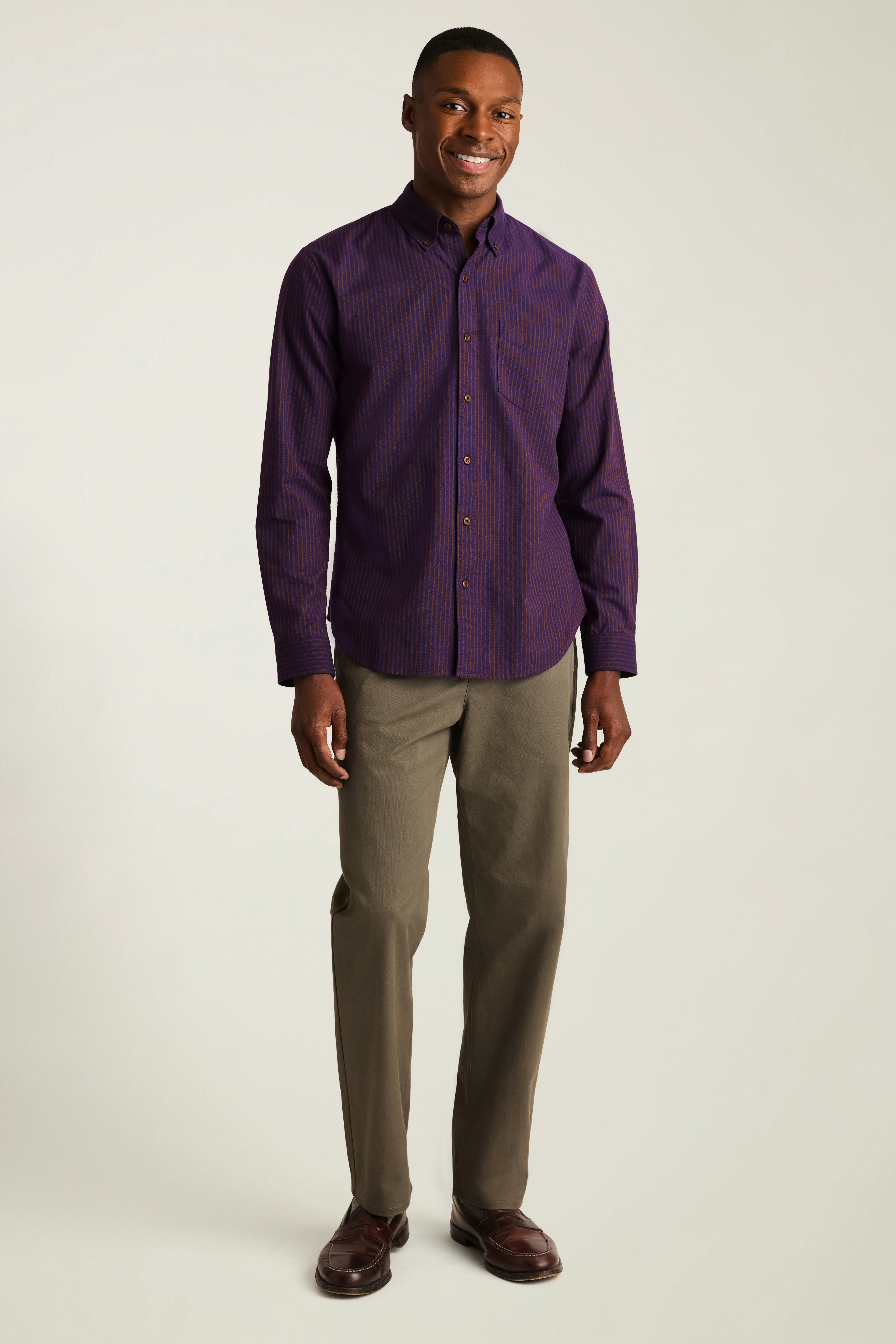 Everyday Oxford Shirt plum rust stripe