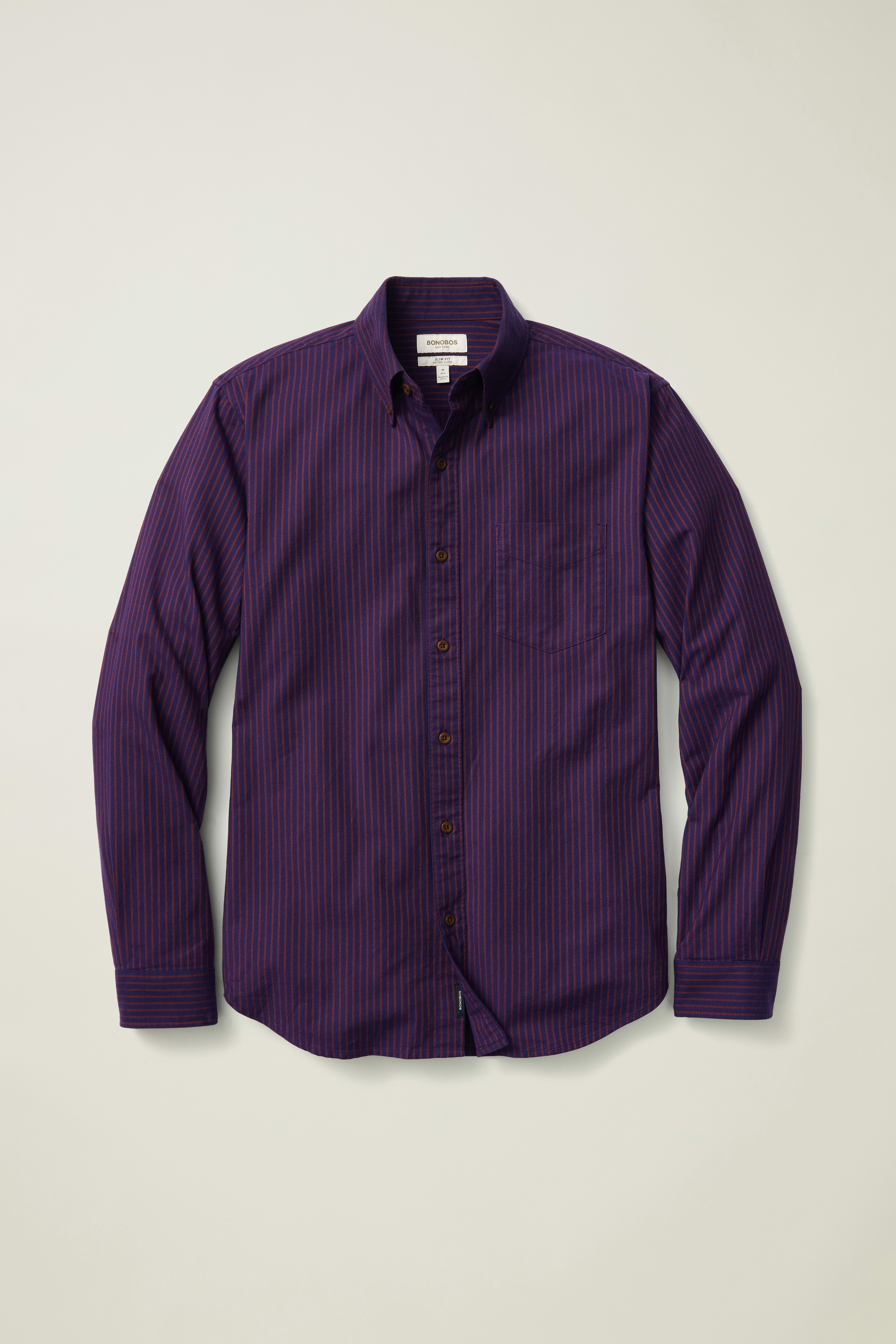 Everyday Oxford Shirt plum rust stripe