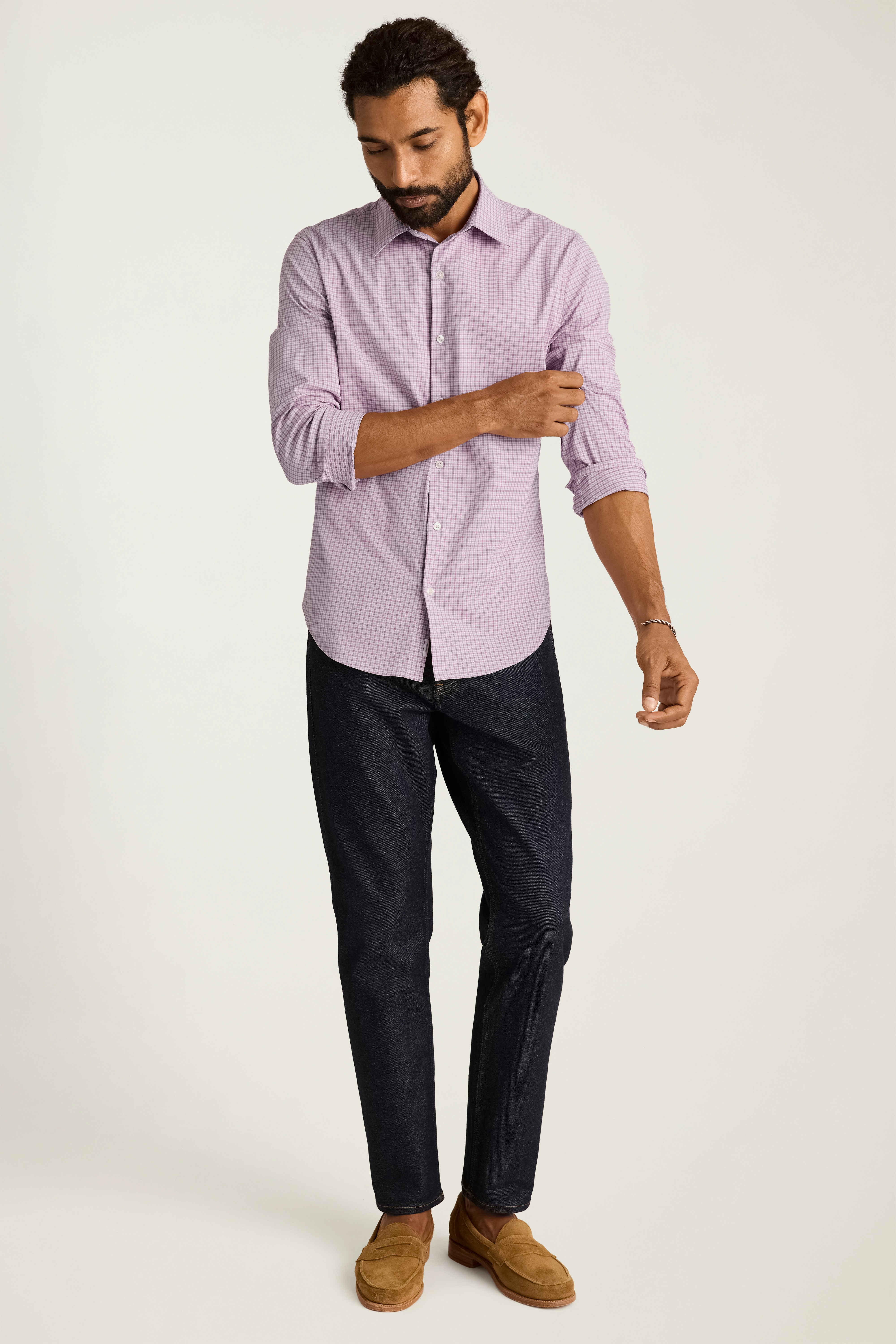Tech Button Down Shirt pink ryanly plaid