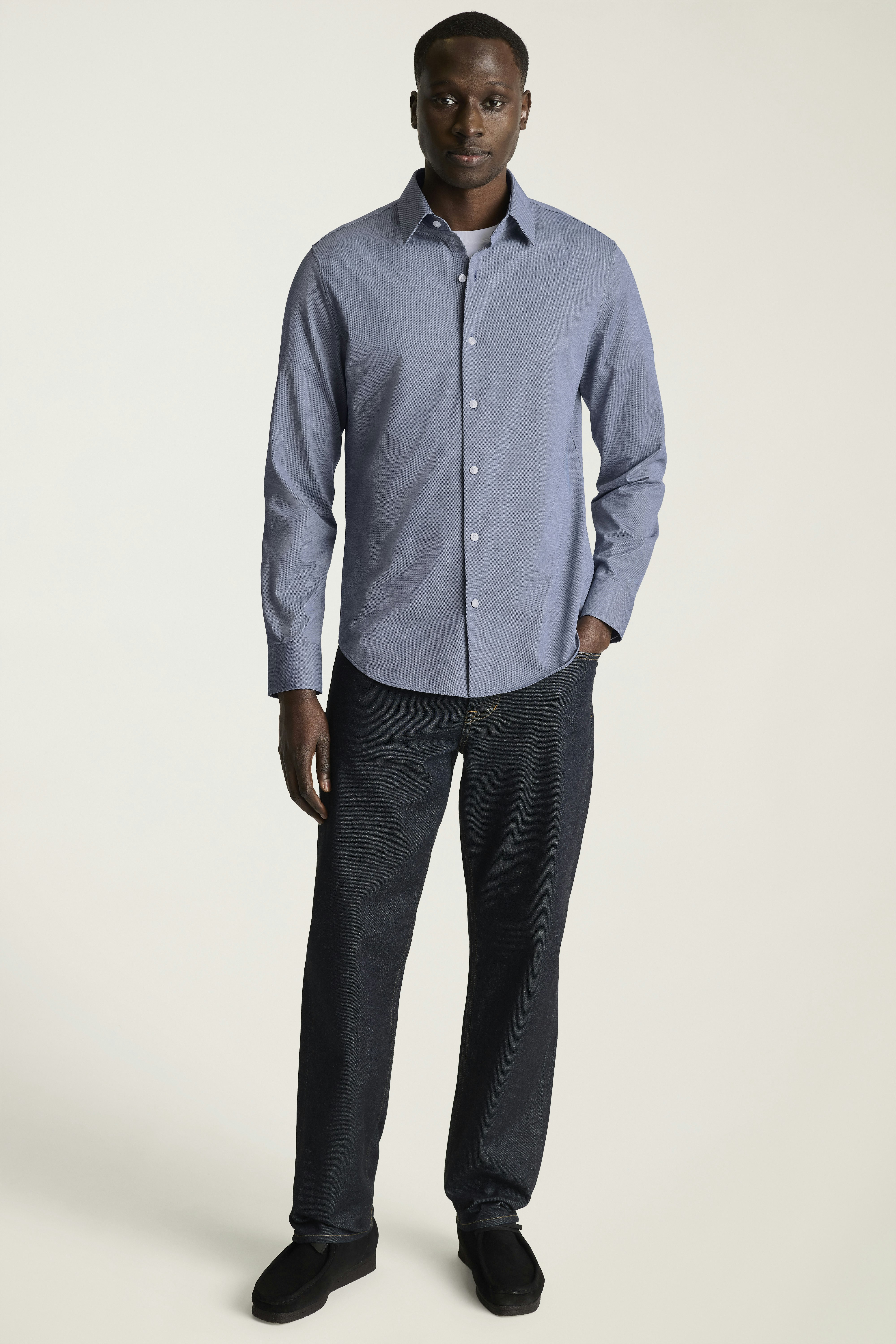 Tech Pique Button Down Shirt navy texture