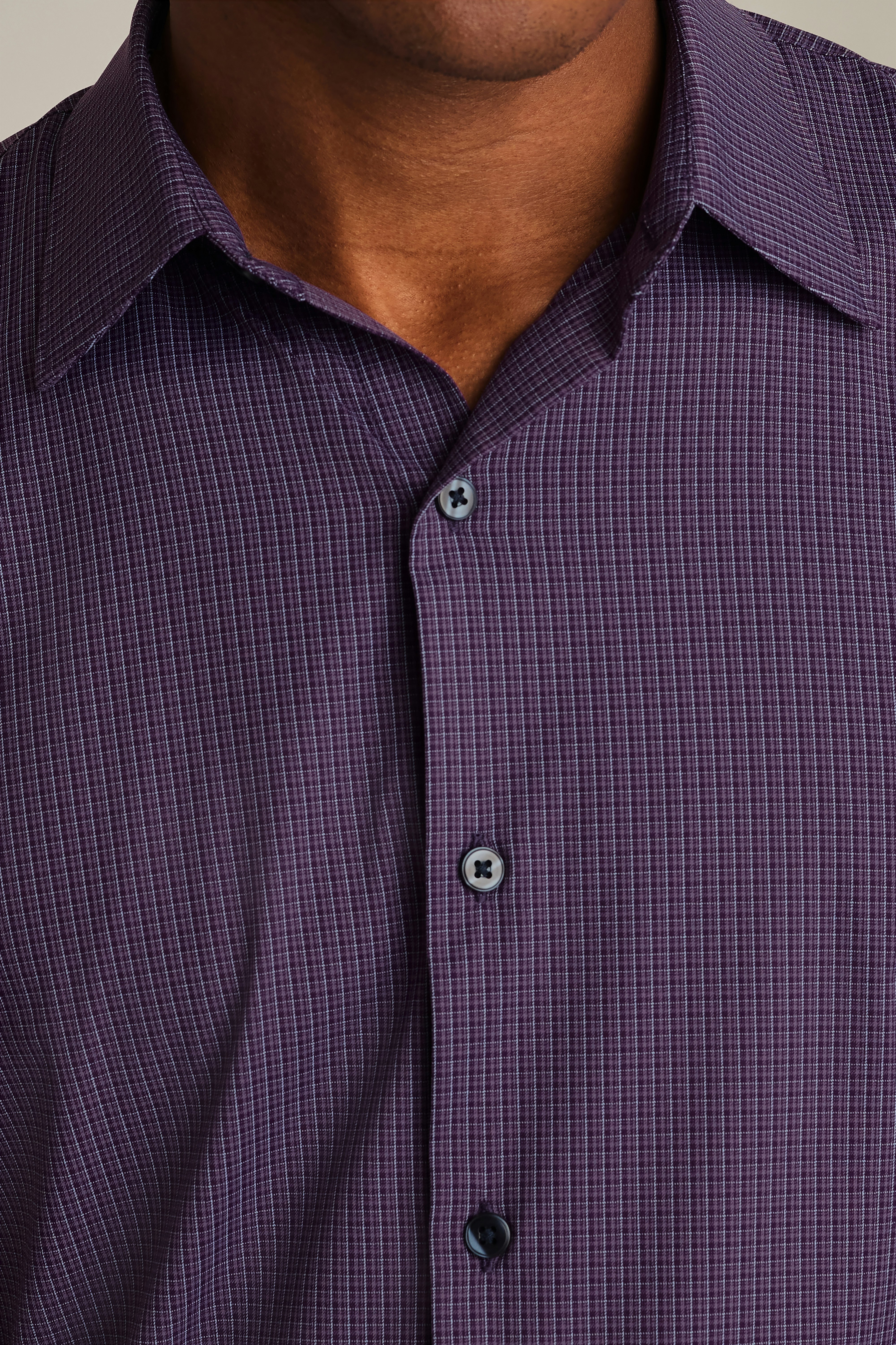 Tech Button Down Shirt purple rubbel plaid
