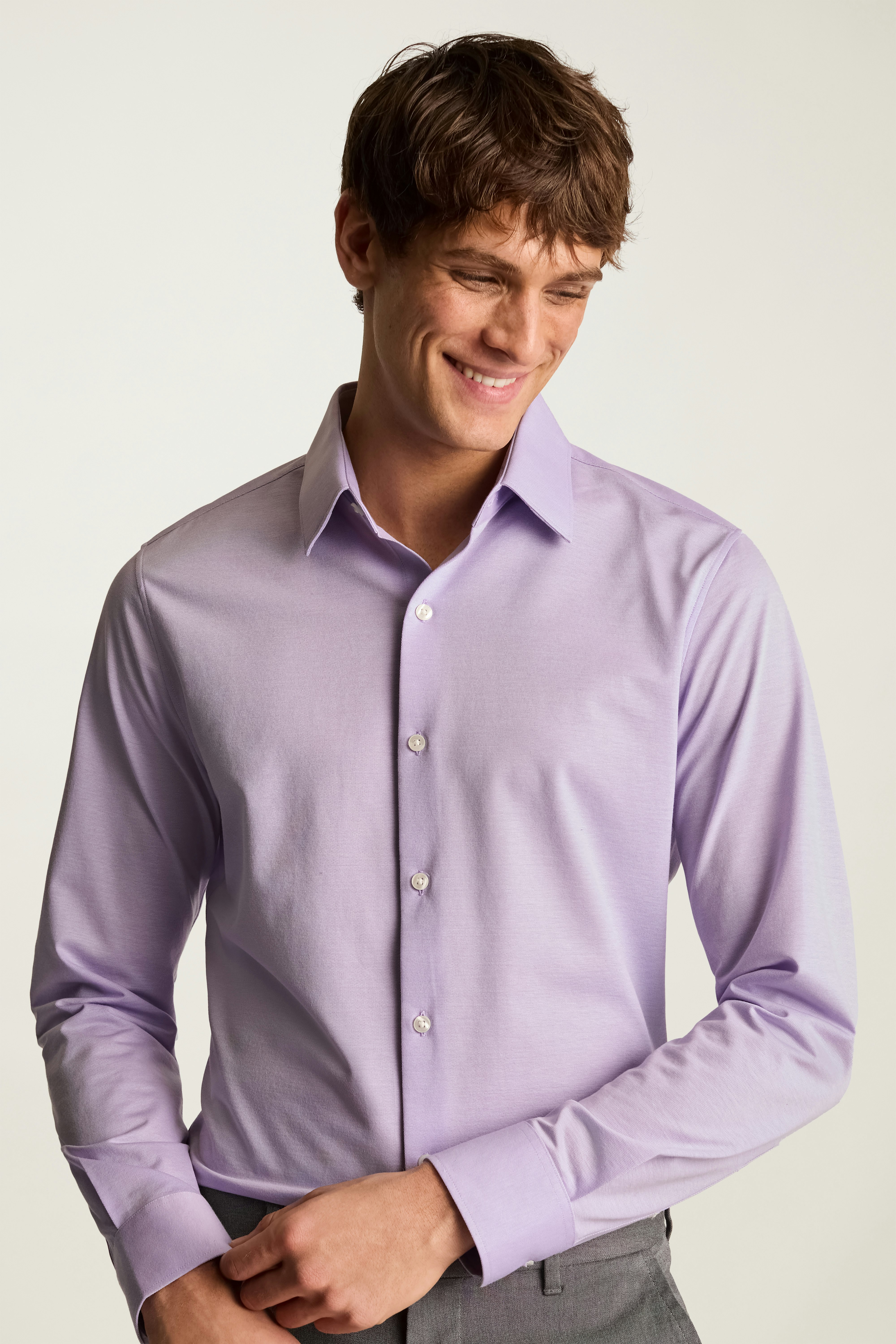 Tech Pique Button Down Shirt lavender texture