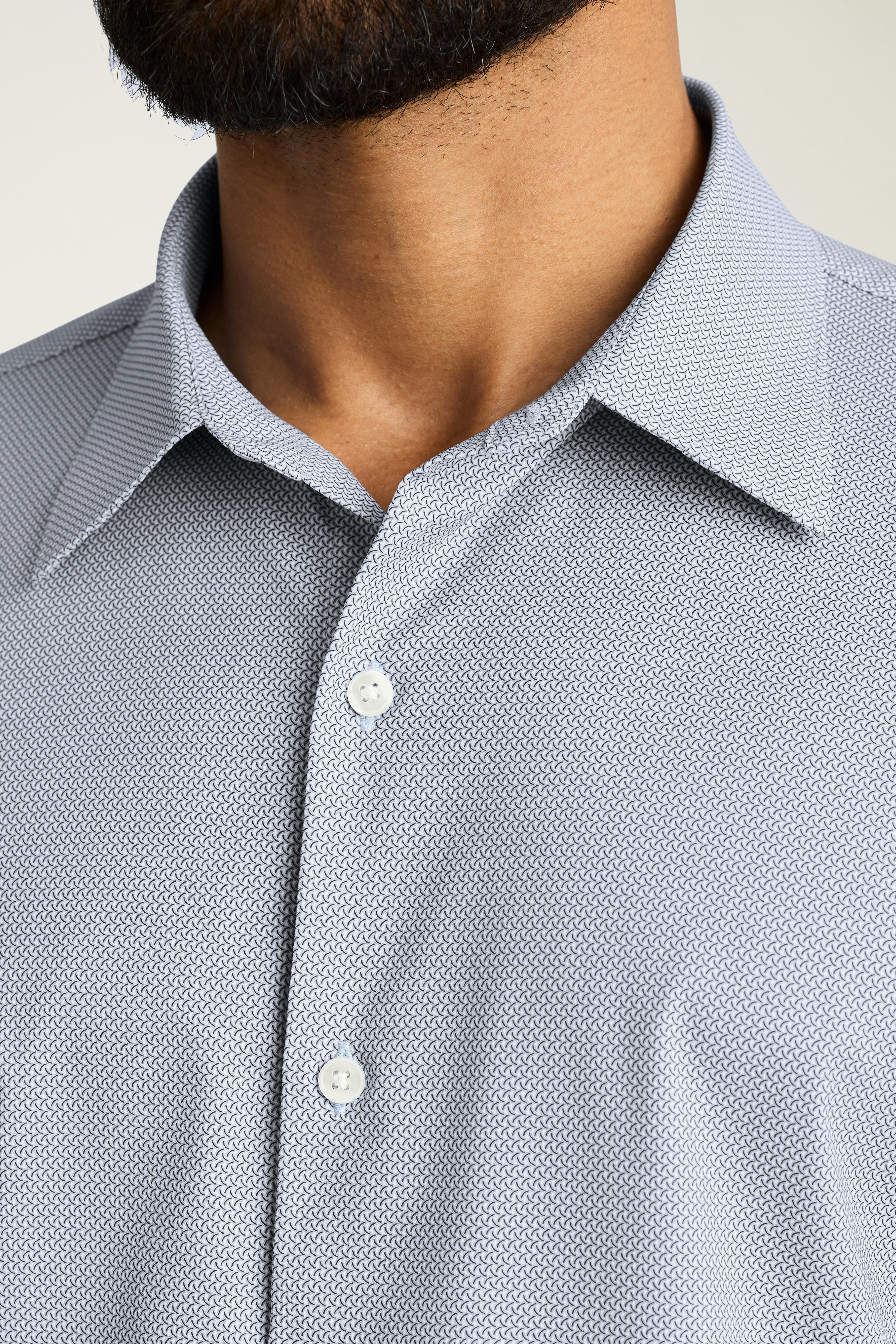Tech Button Down Shirt navy wave micro geo
