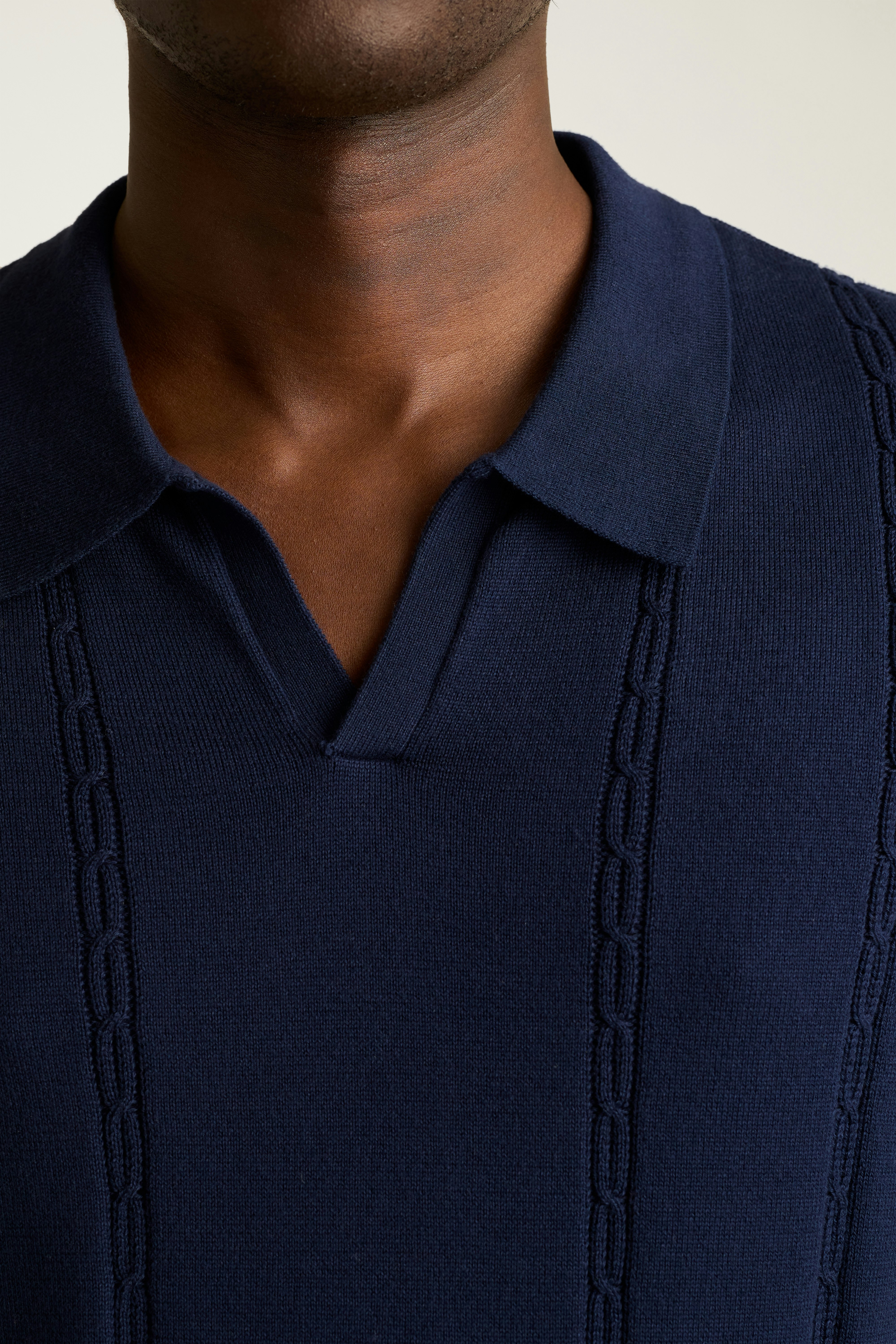 Hudson Sweater Polo navy cotton cable