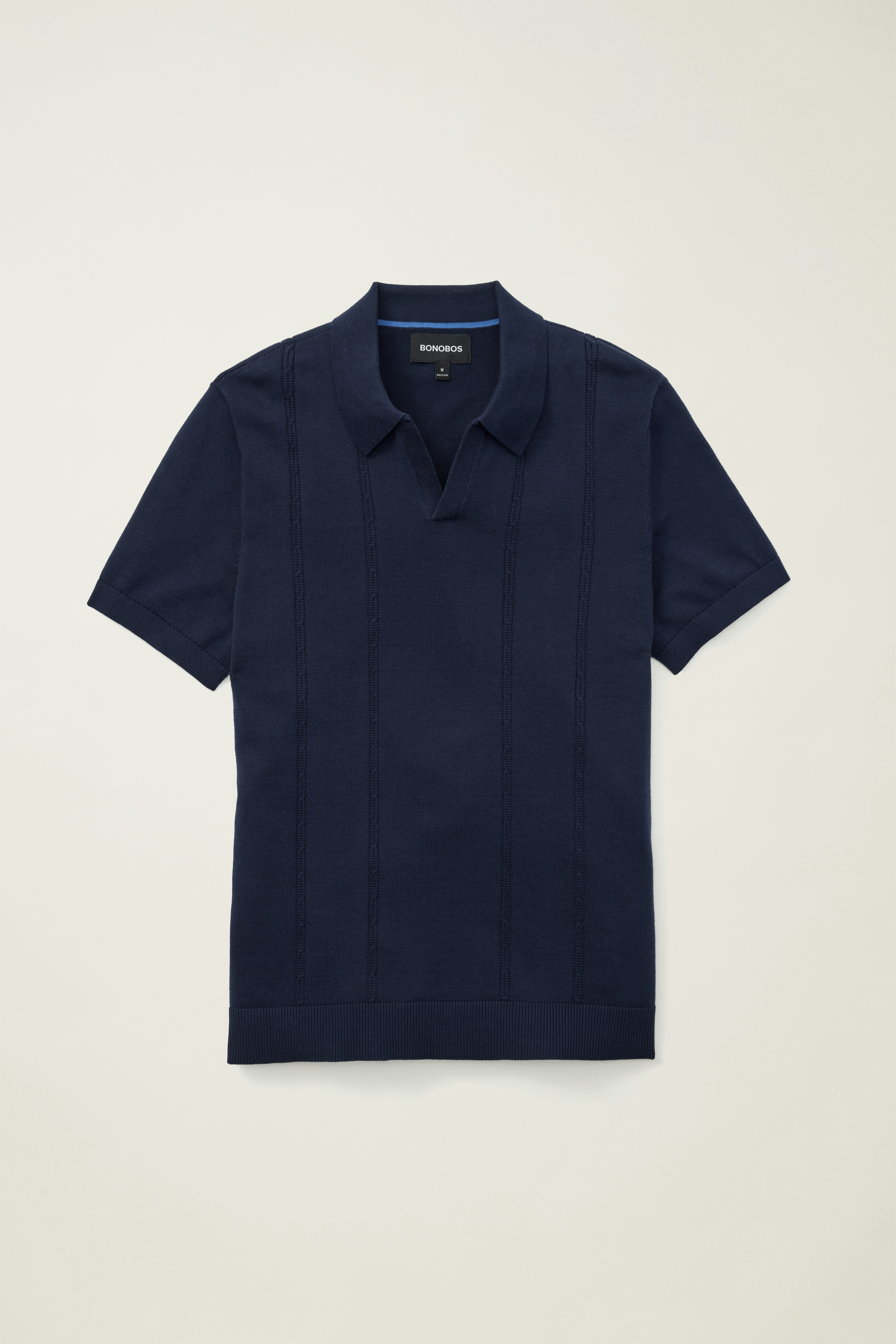 Hudson Sweater Polo navy cotton cable