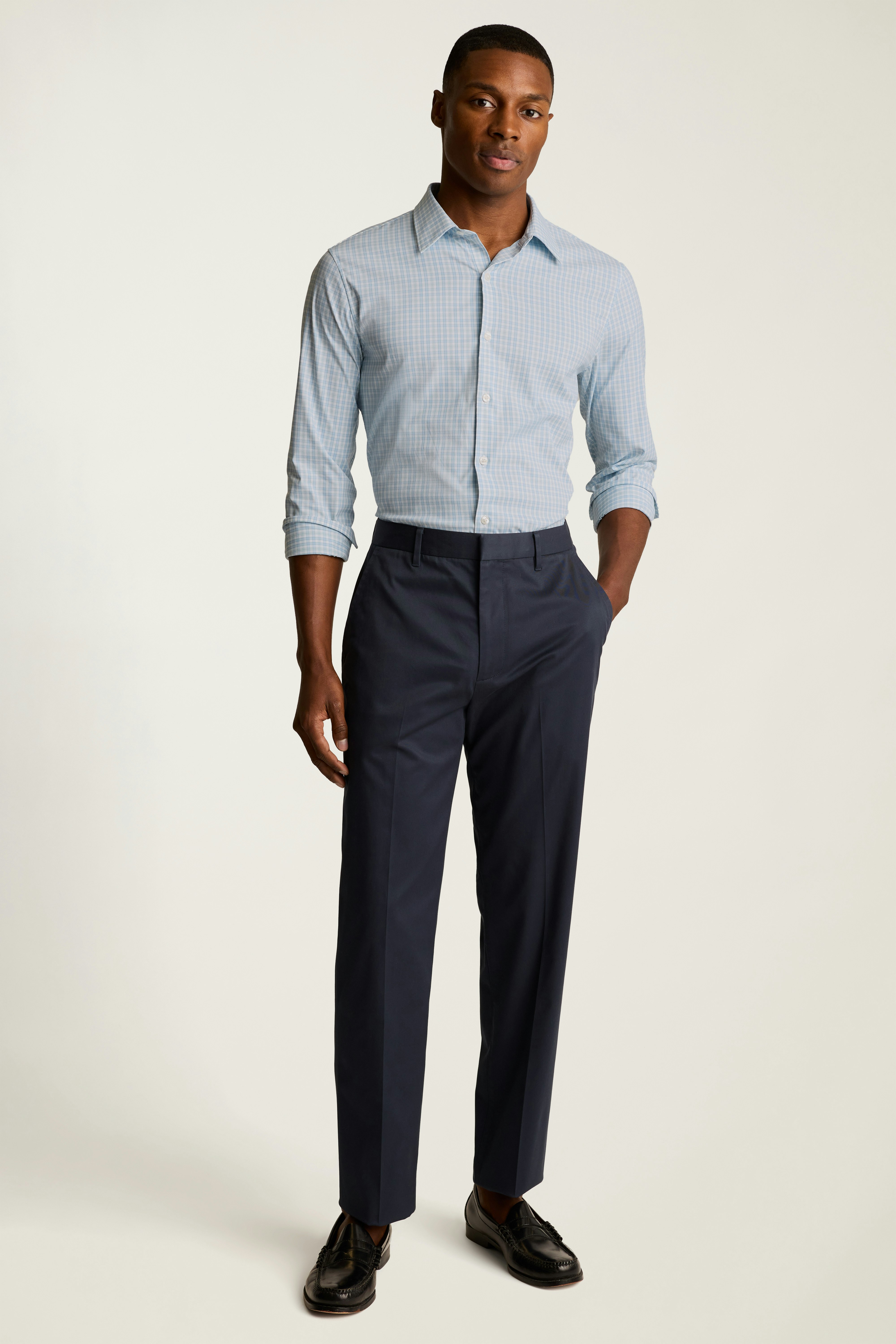 Tech Button Down Shirt blue leon plaid