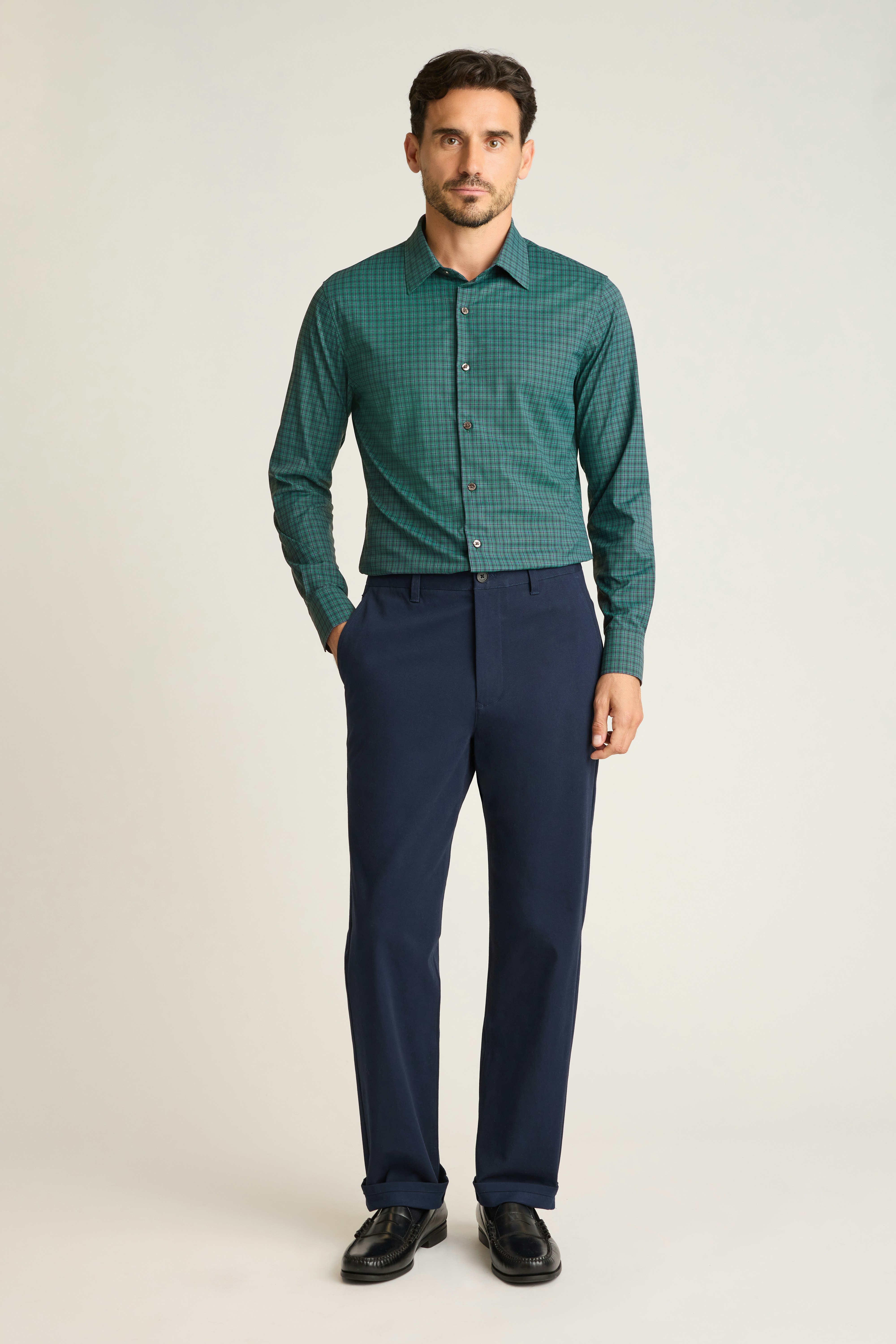 Tech Button Down Shirt green newburgh gingham