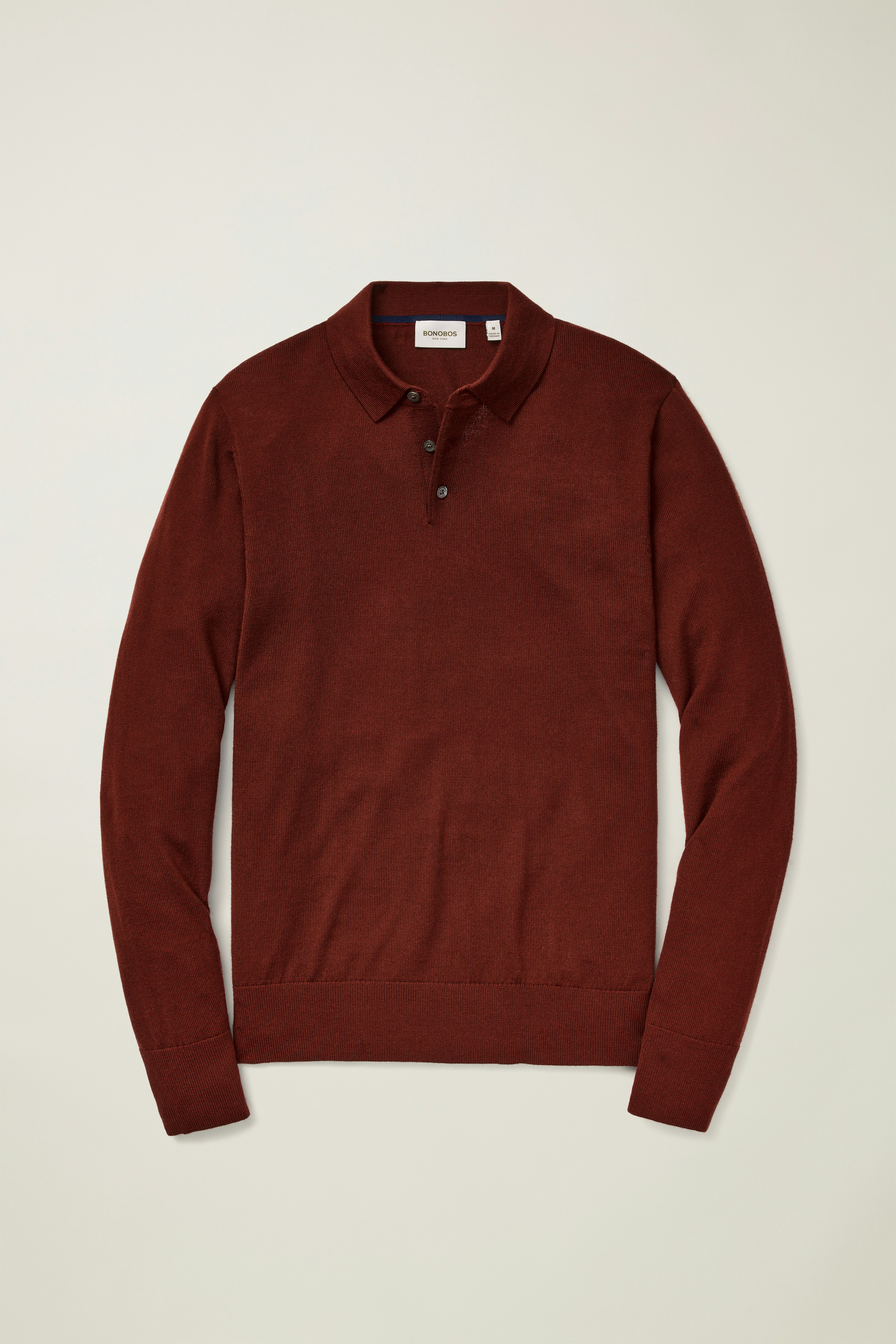 Merino Long Sleeve Sweater Polo dark amber merino 5 Merino Long Sleeve Sweater Polo dark amber merino