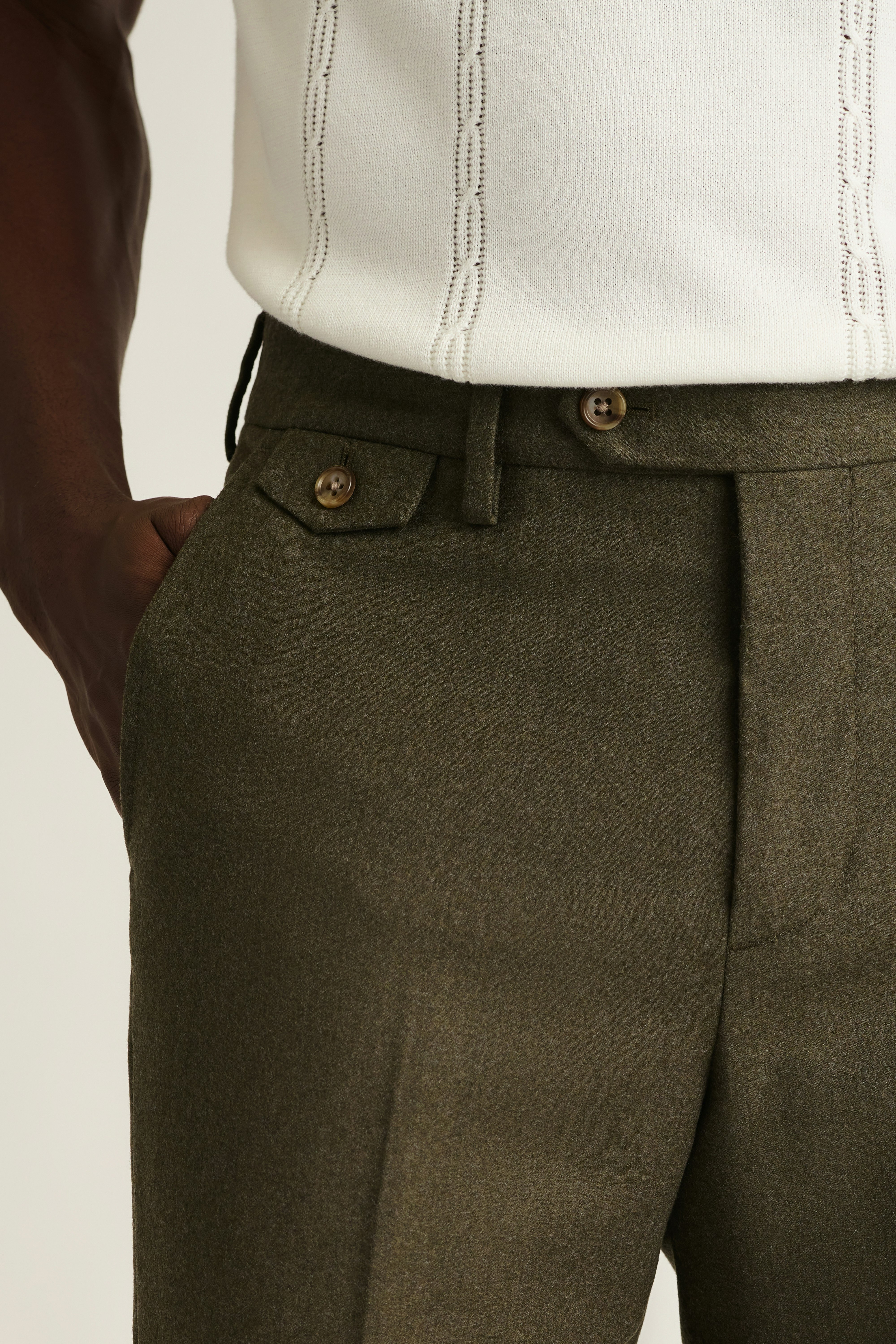 Jetsetter Italian Brushed Wool Dress Pant light olive green