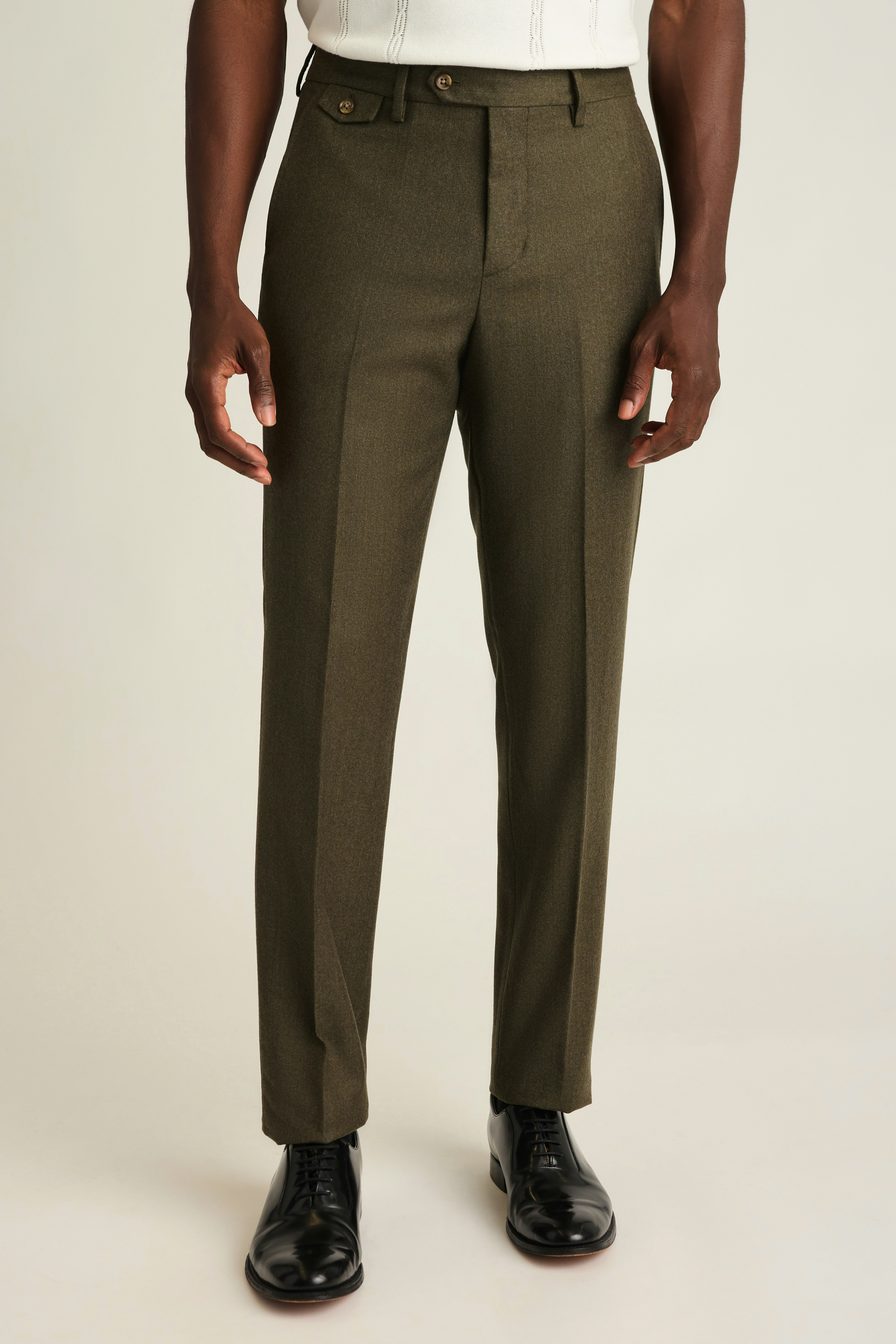 Jetsetter Italian Brushed Wool Dress Pant light olive green