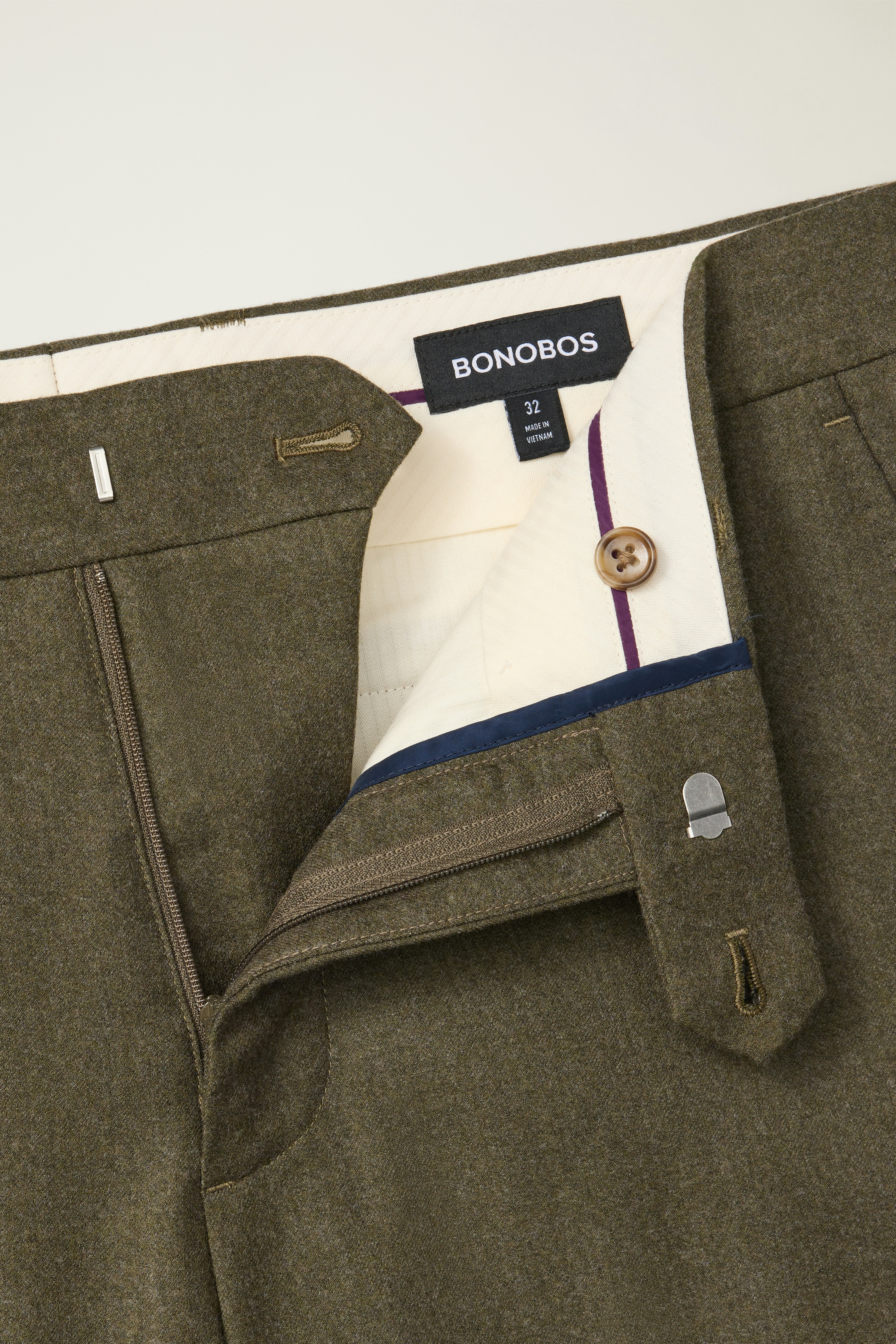 Jetsetter Italian Brushed Wool Dress Pant light olive green