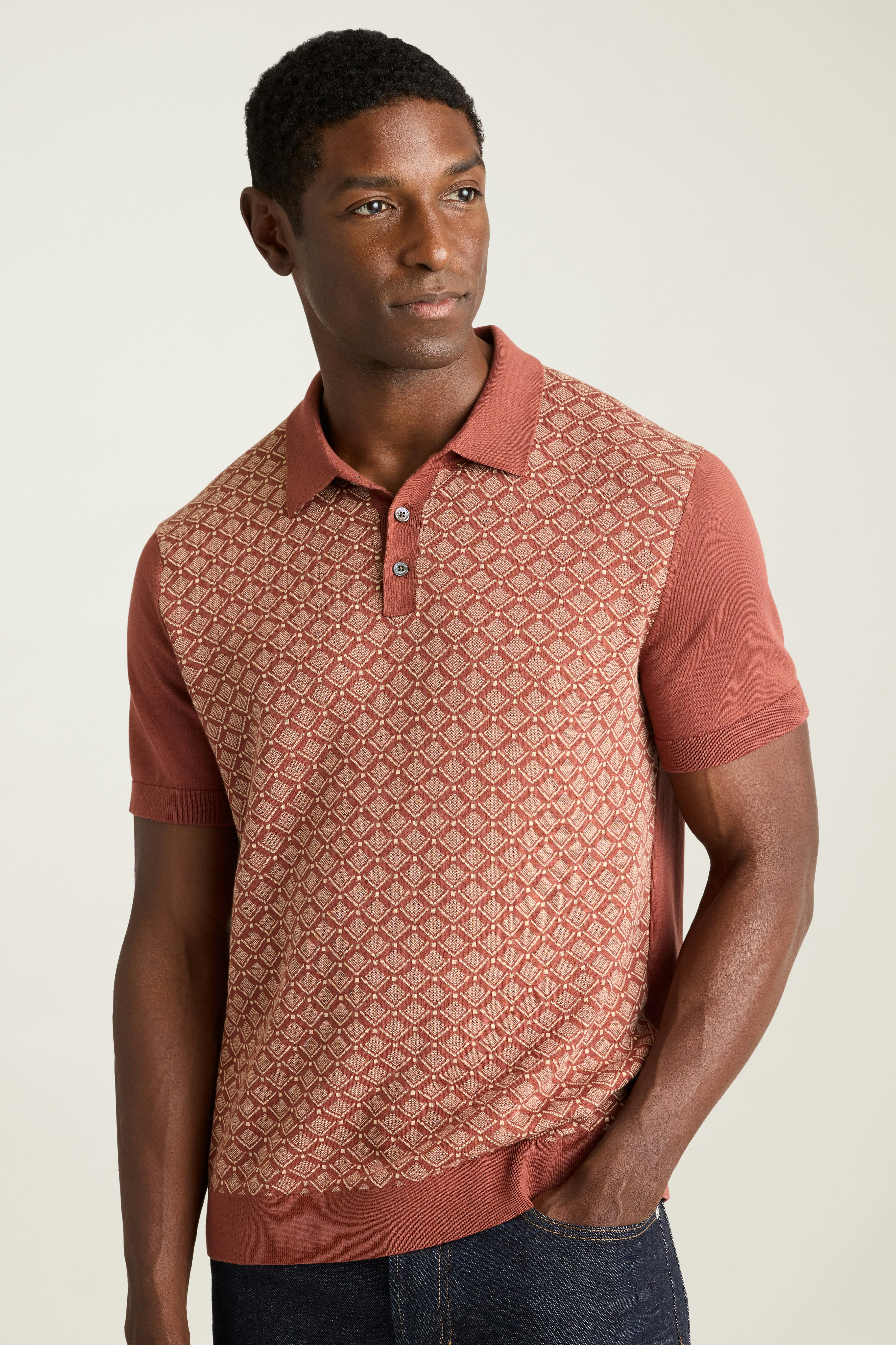 Hudson Sweater Polo rust white tile cotton 3 Hudson Sweater Polo rust white tile cotton