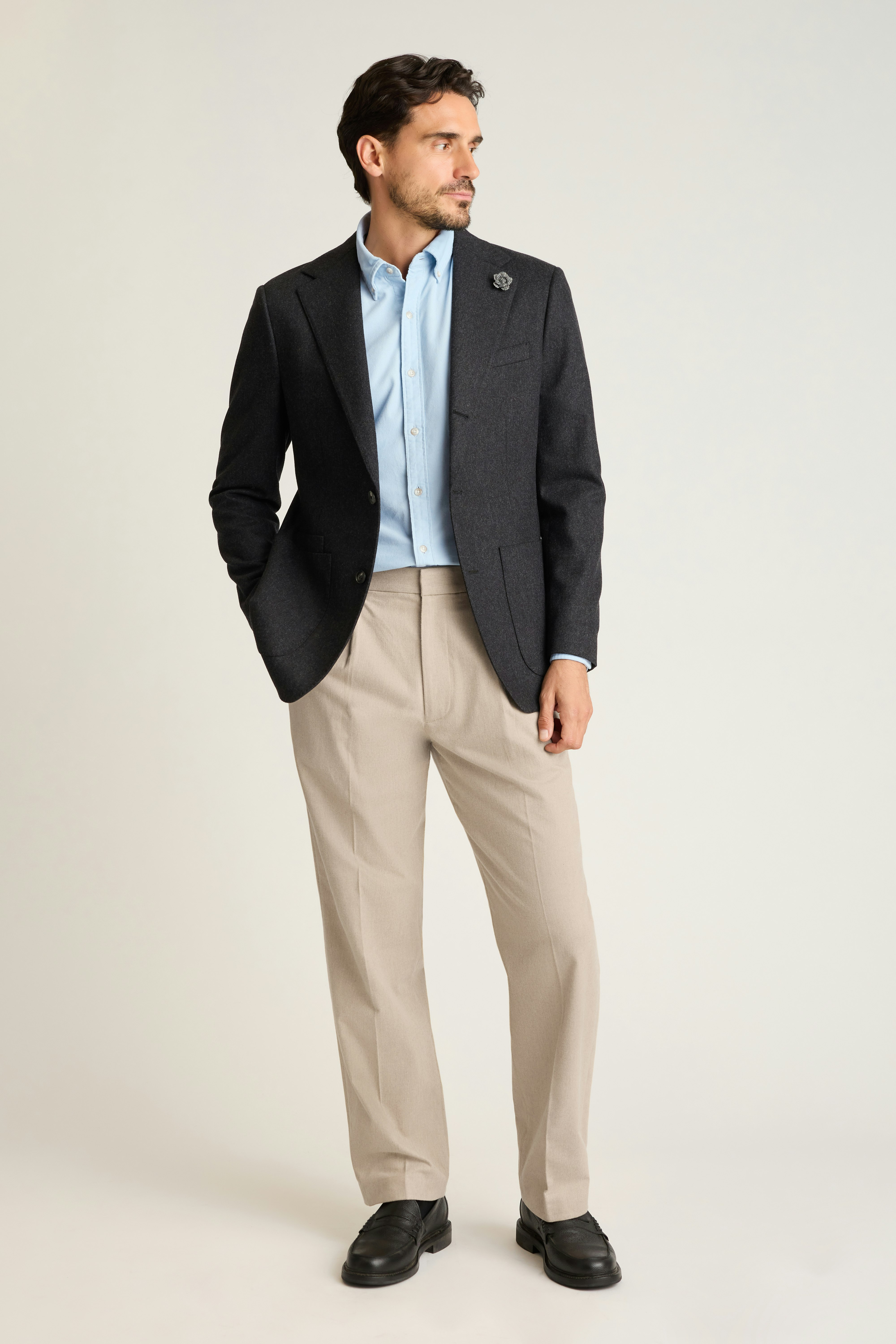 Prince Street Pleated Trouser khaki marl 1 Prince Street Pleated Trouser khaki marl