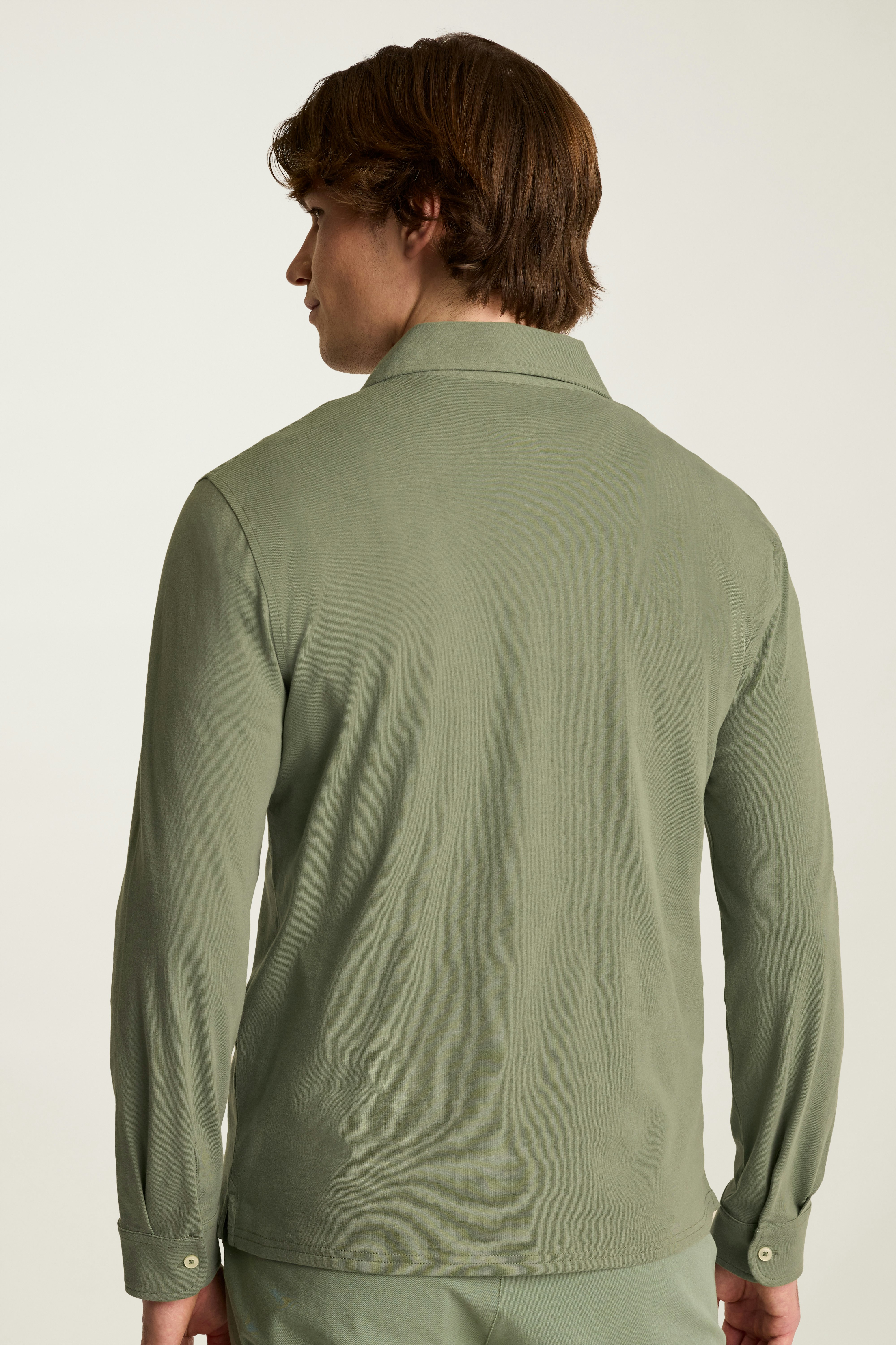 Organic Cotton Long Sleeve Polo fatigue green