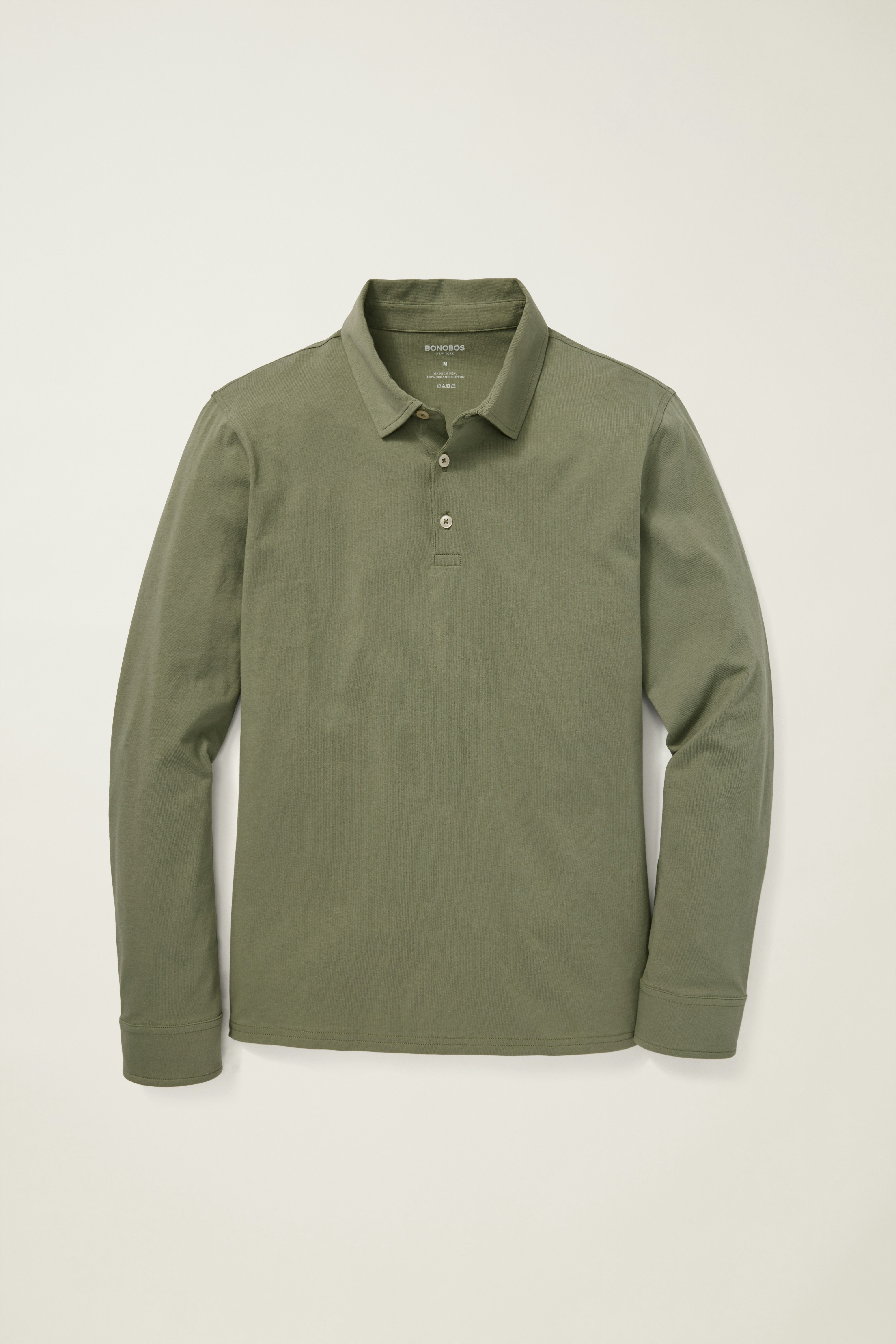 Organic Cotton Long Sleeve Polo fatigue green