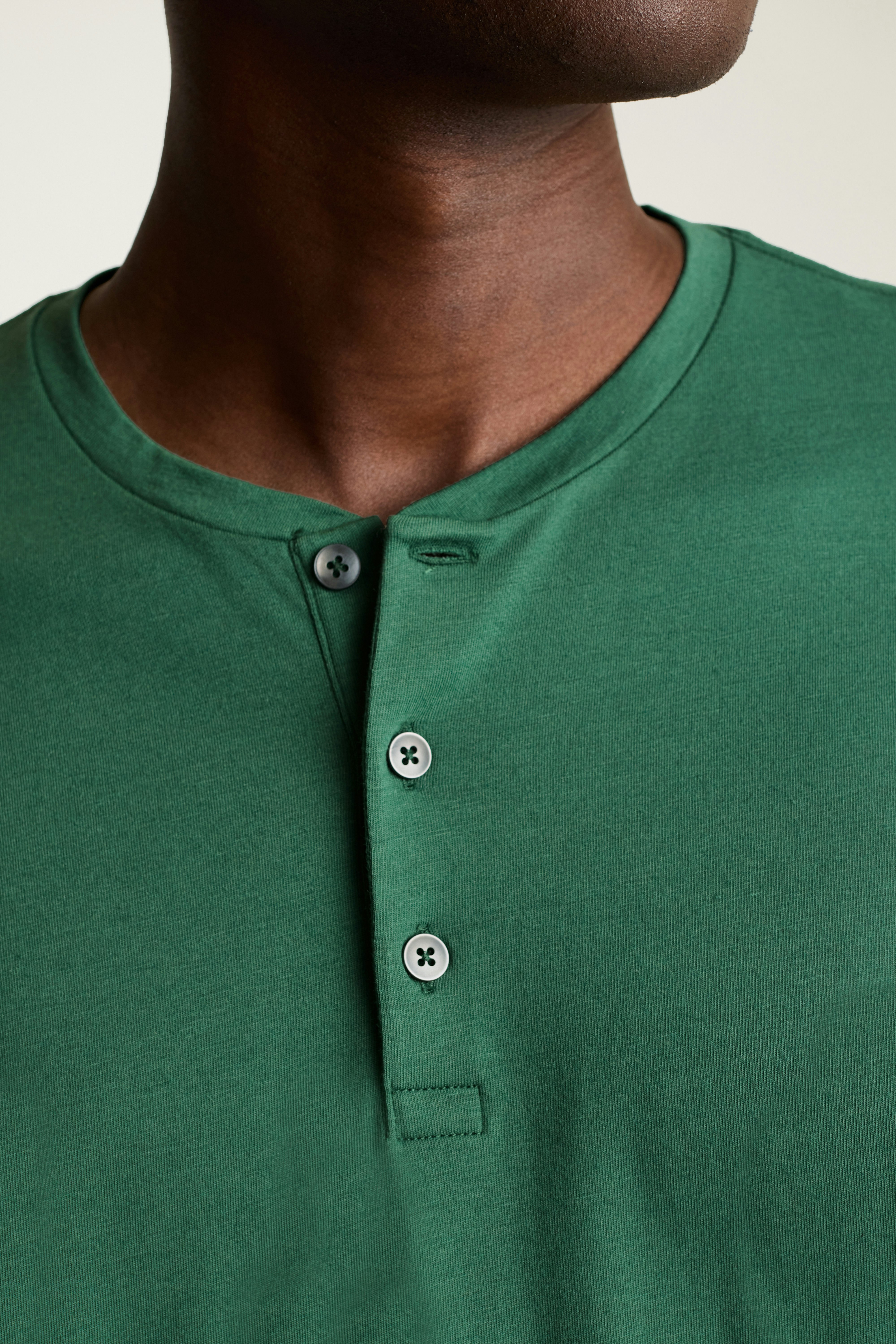 Pima Performance Short Sleeve Henley medium green