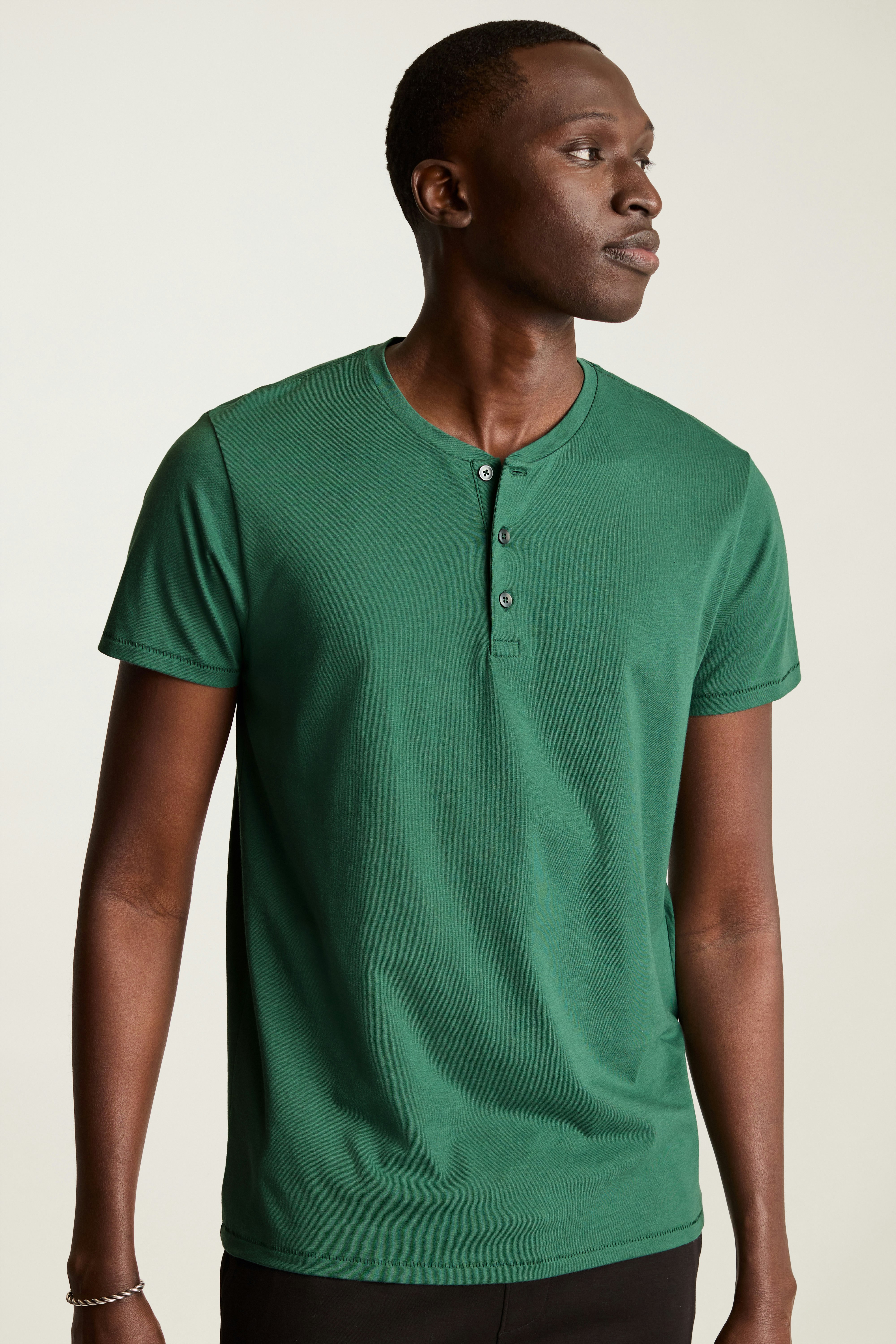 Pima Performance Short Sleeve Henley medium green
