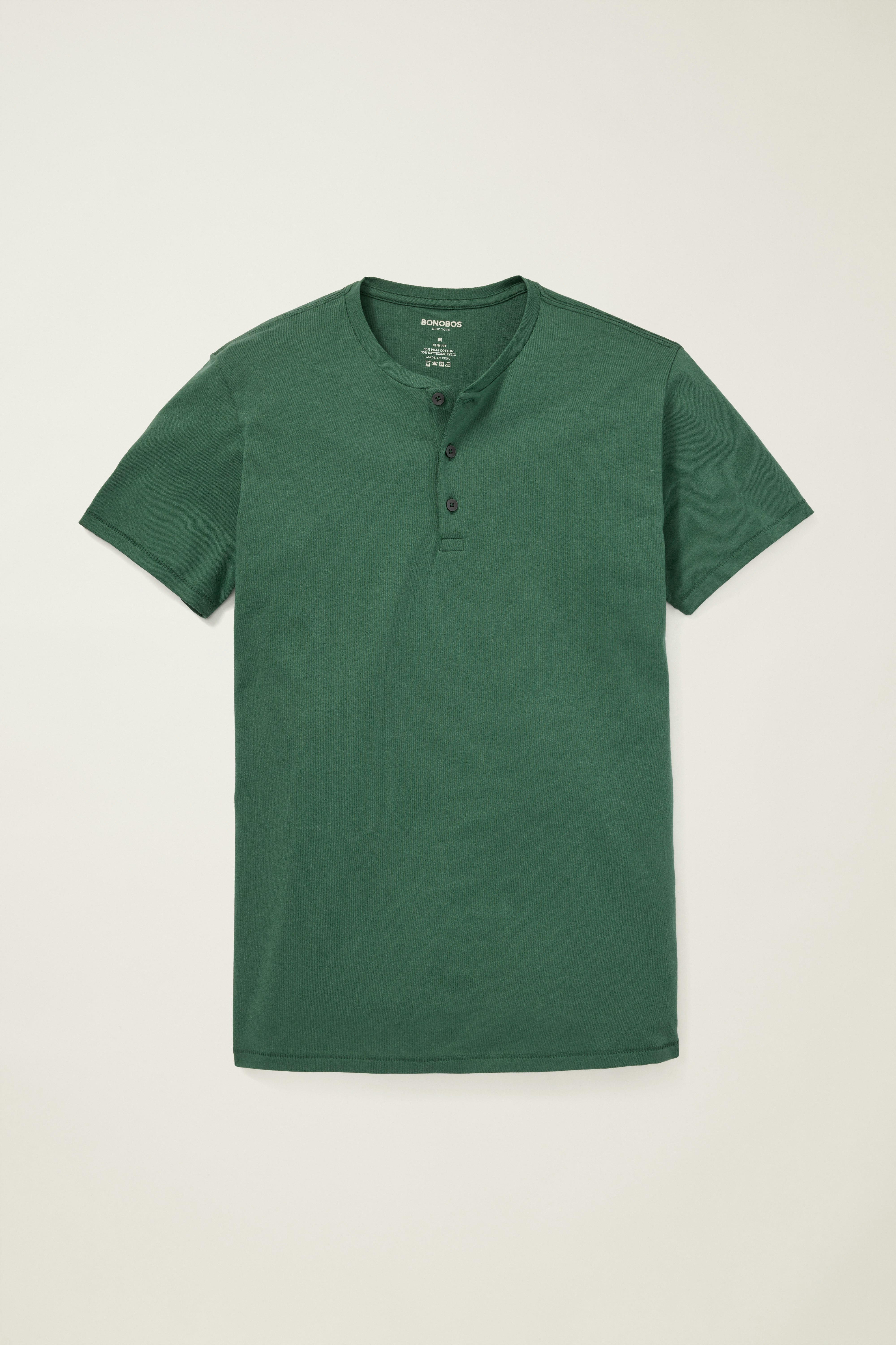 Pima Performance Short Sleeve Henley medium green