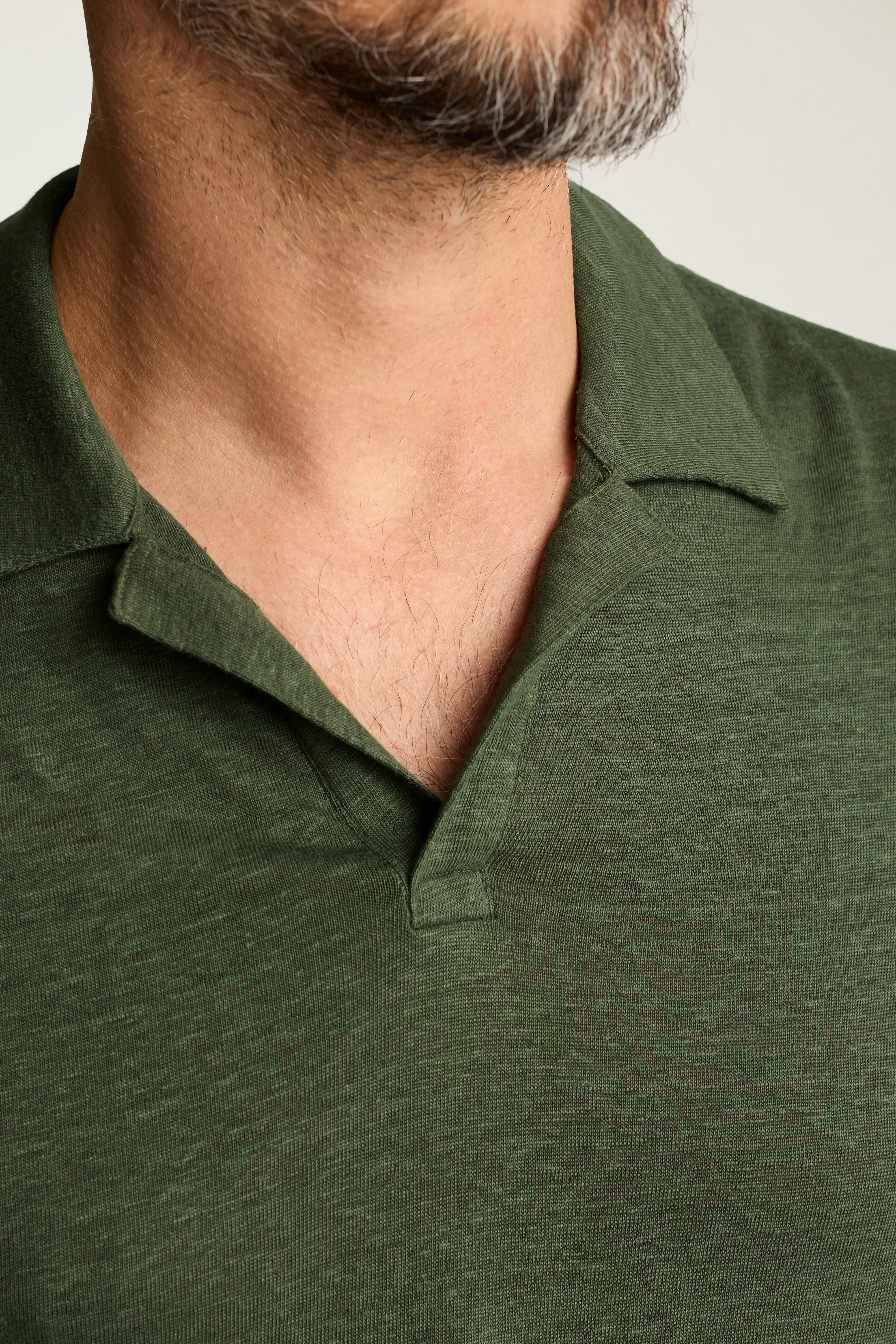 Linen Polo dark green