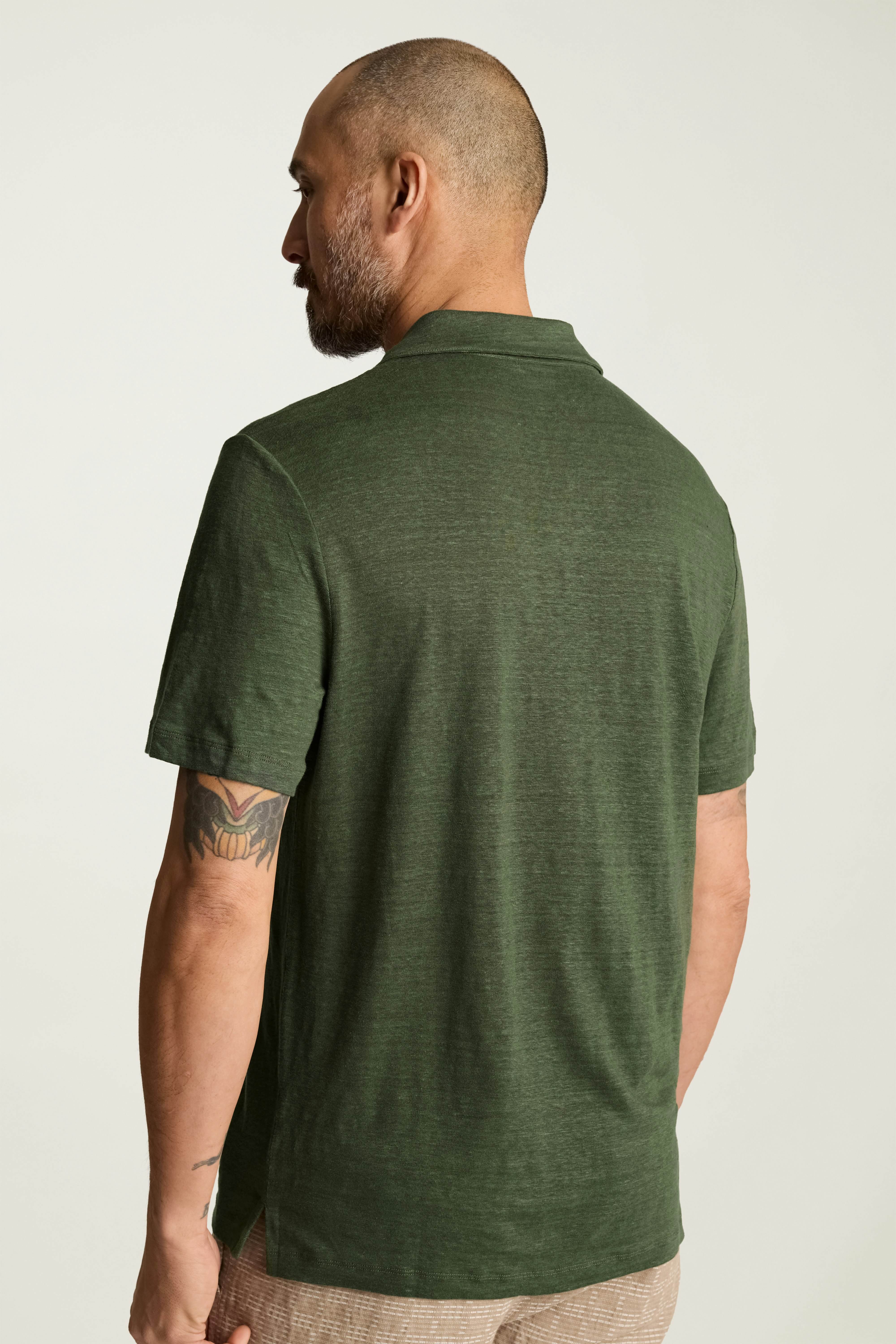 Linen Polo dark green