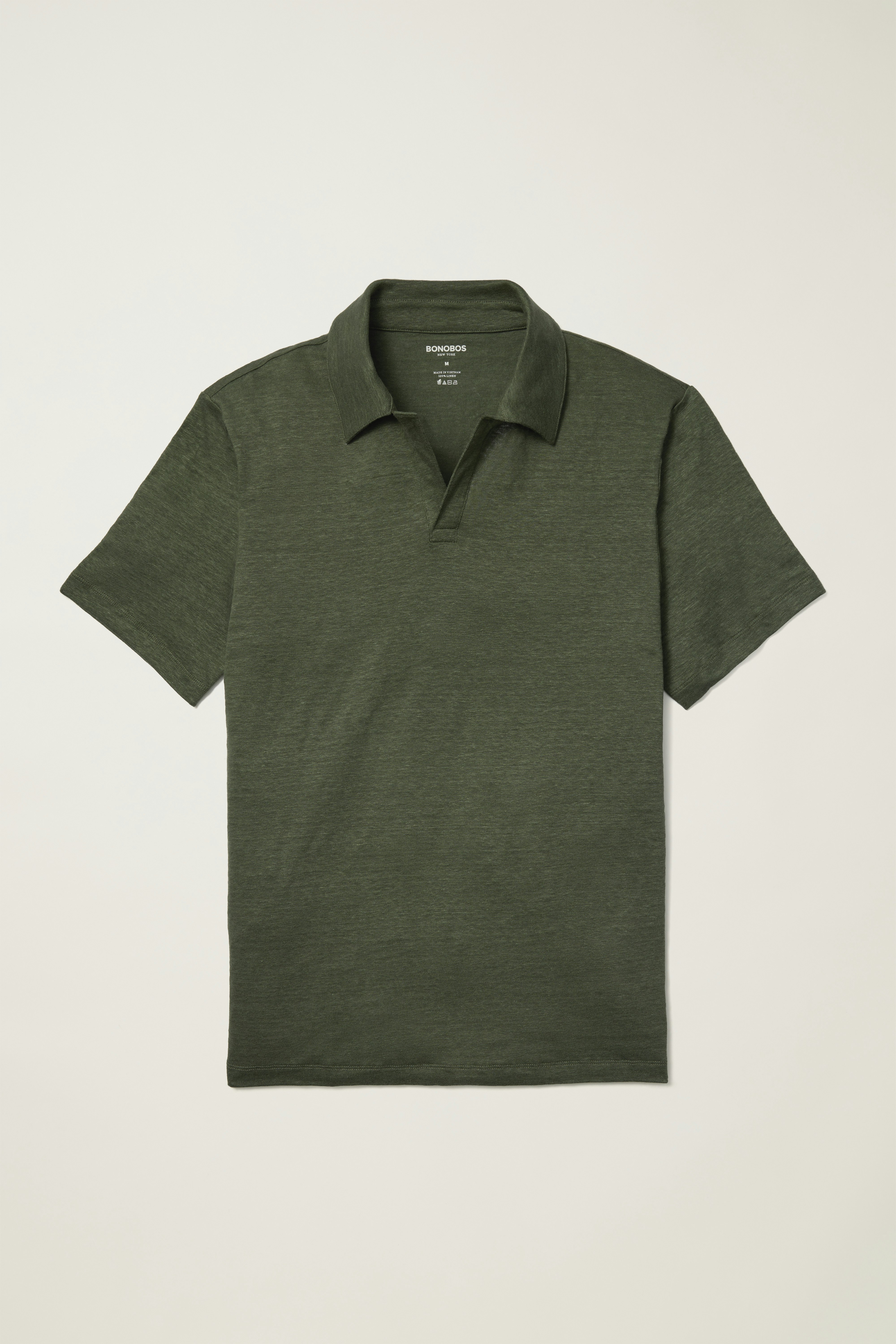 Linen Polo dark green