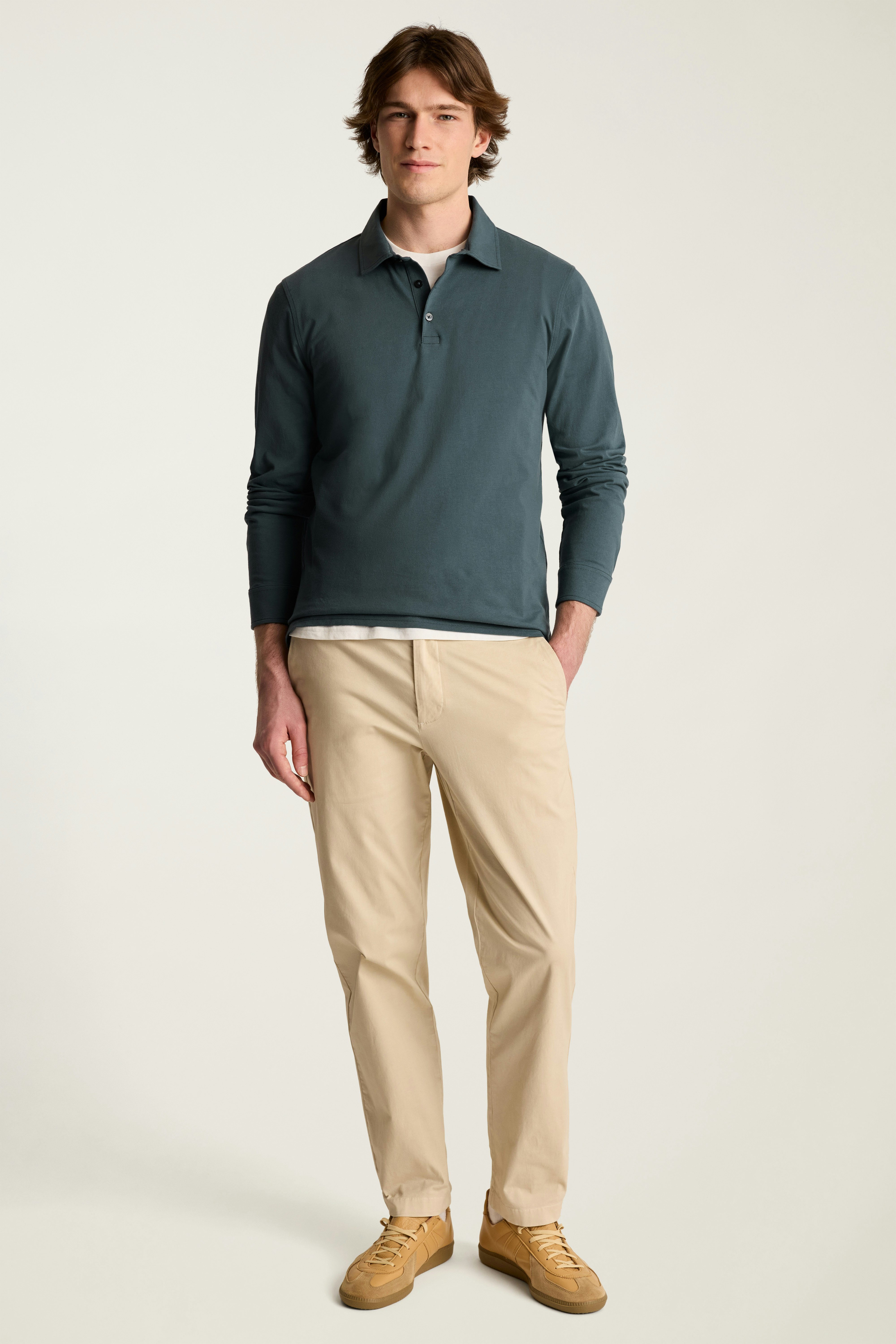 Organic Cotton Long Sleeve Polo deep blue