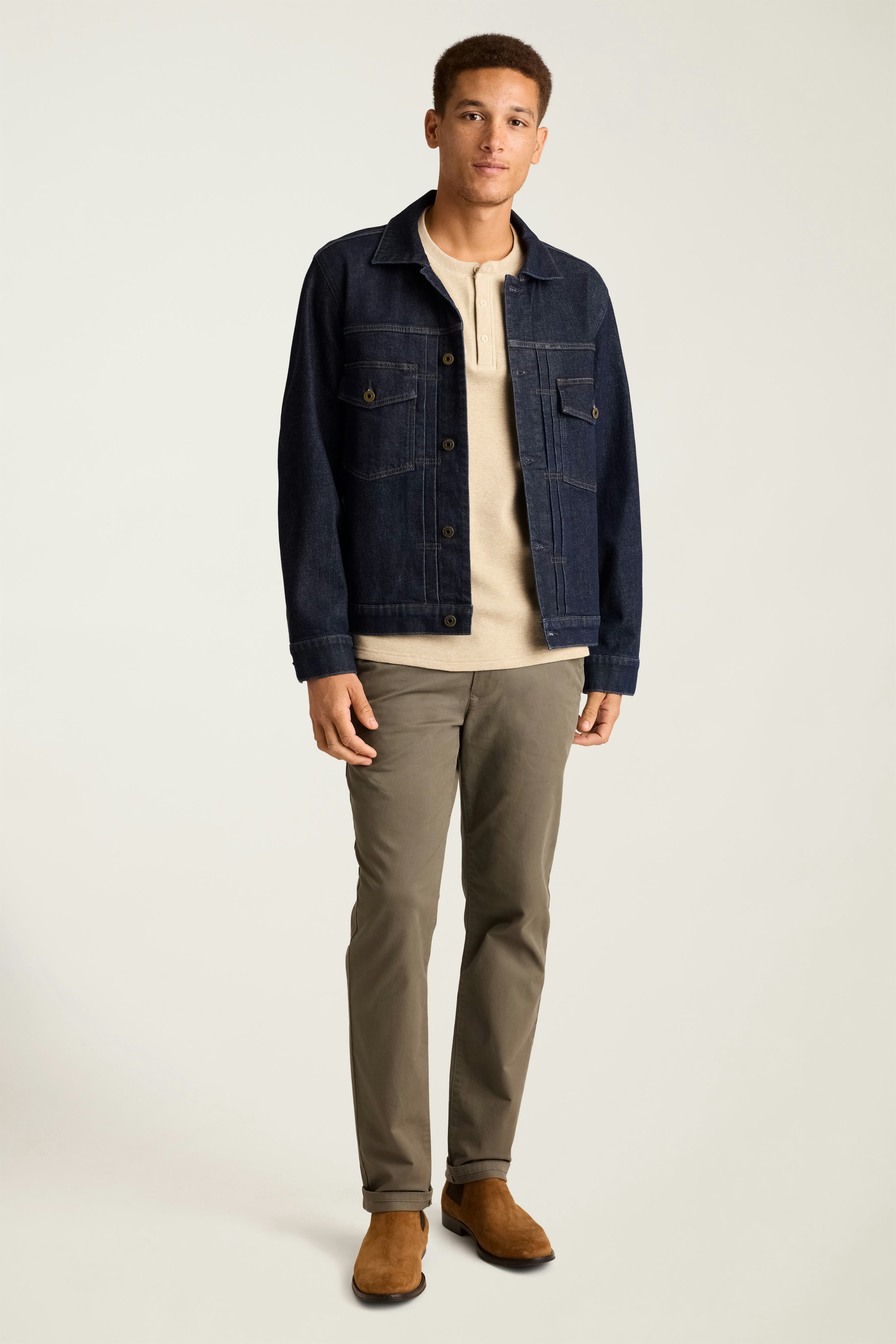 Waffle Henley oatmeal heather