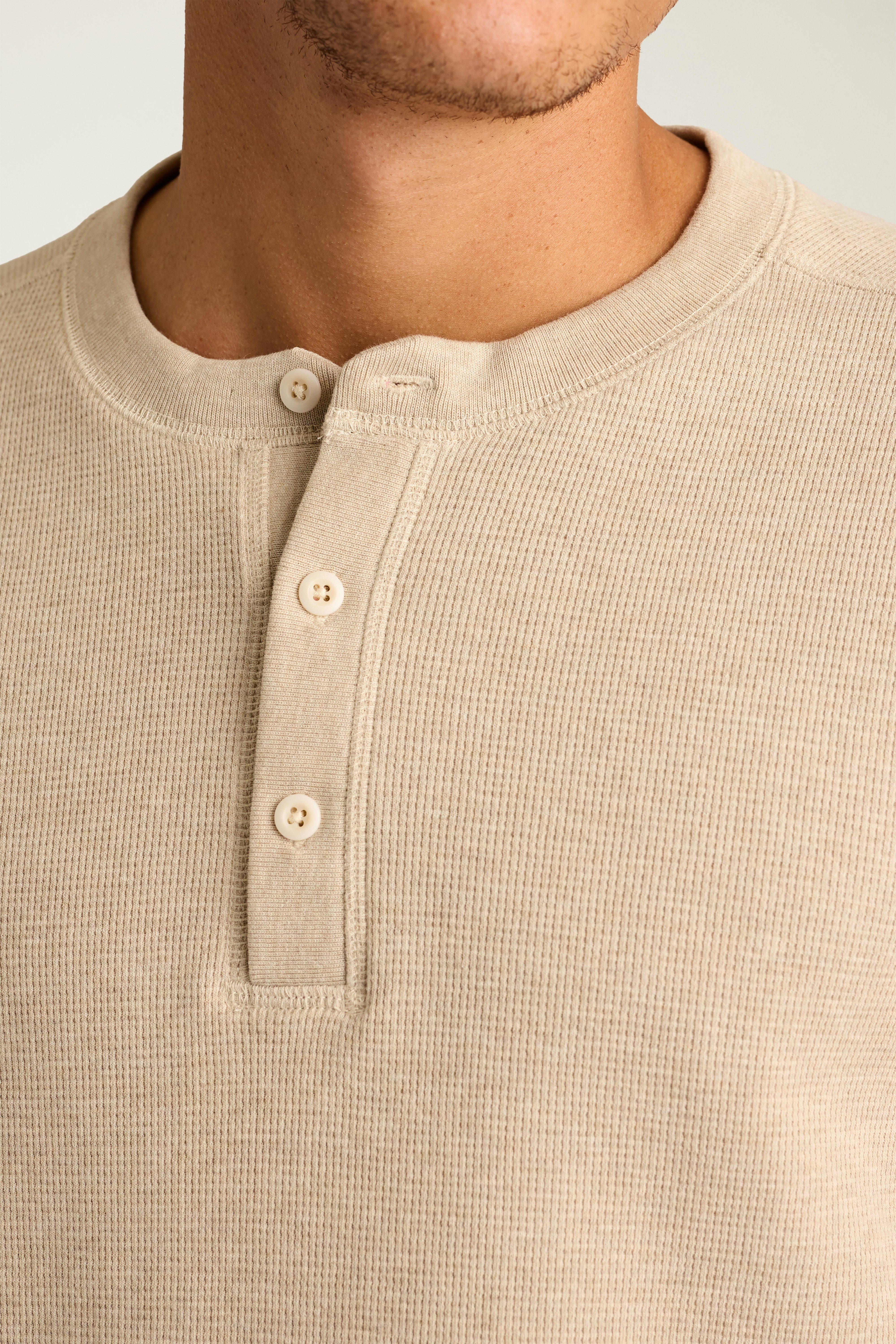 Waffle Henley oatmeal heather