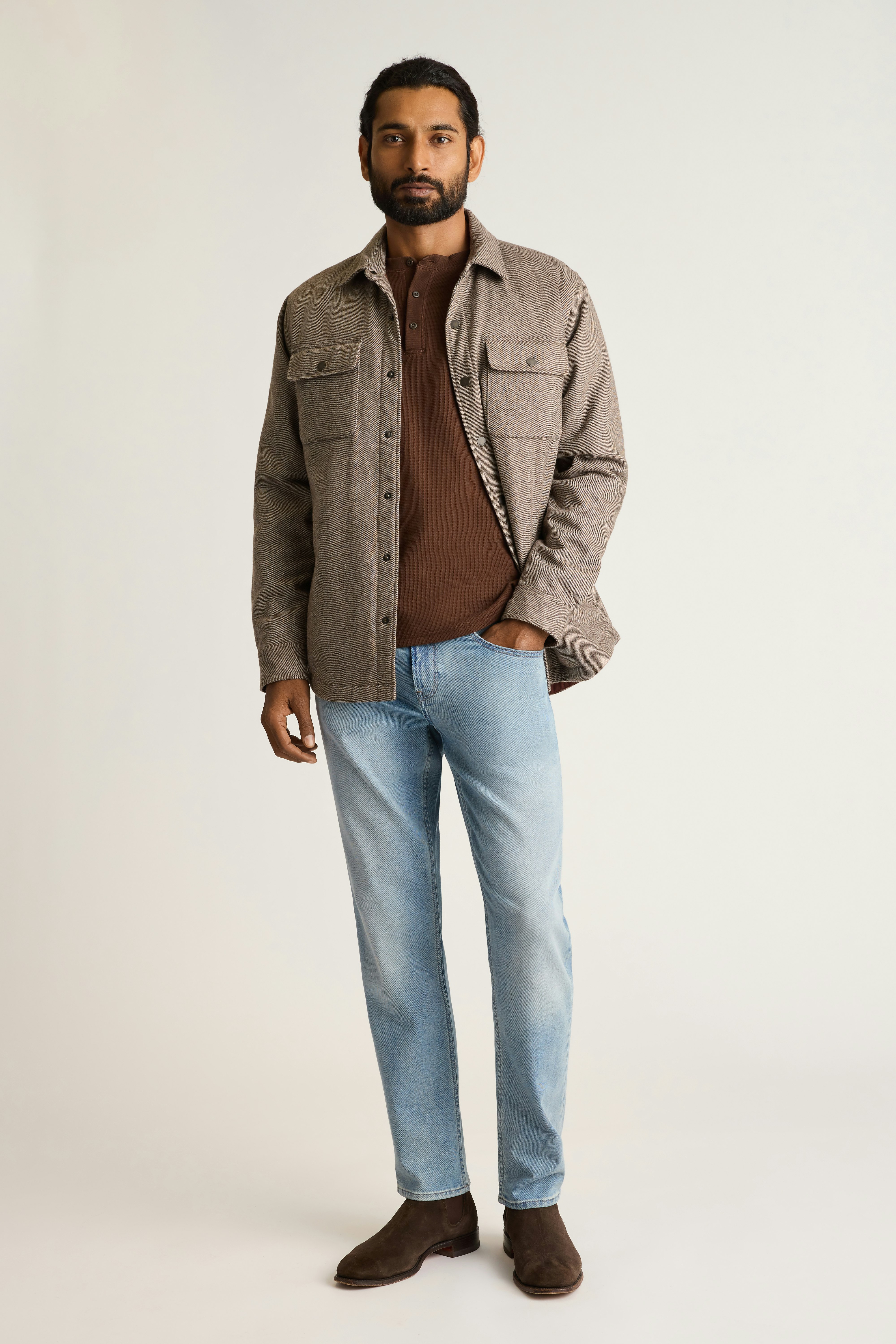 Waffle Henley chocolate brown