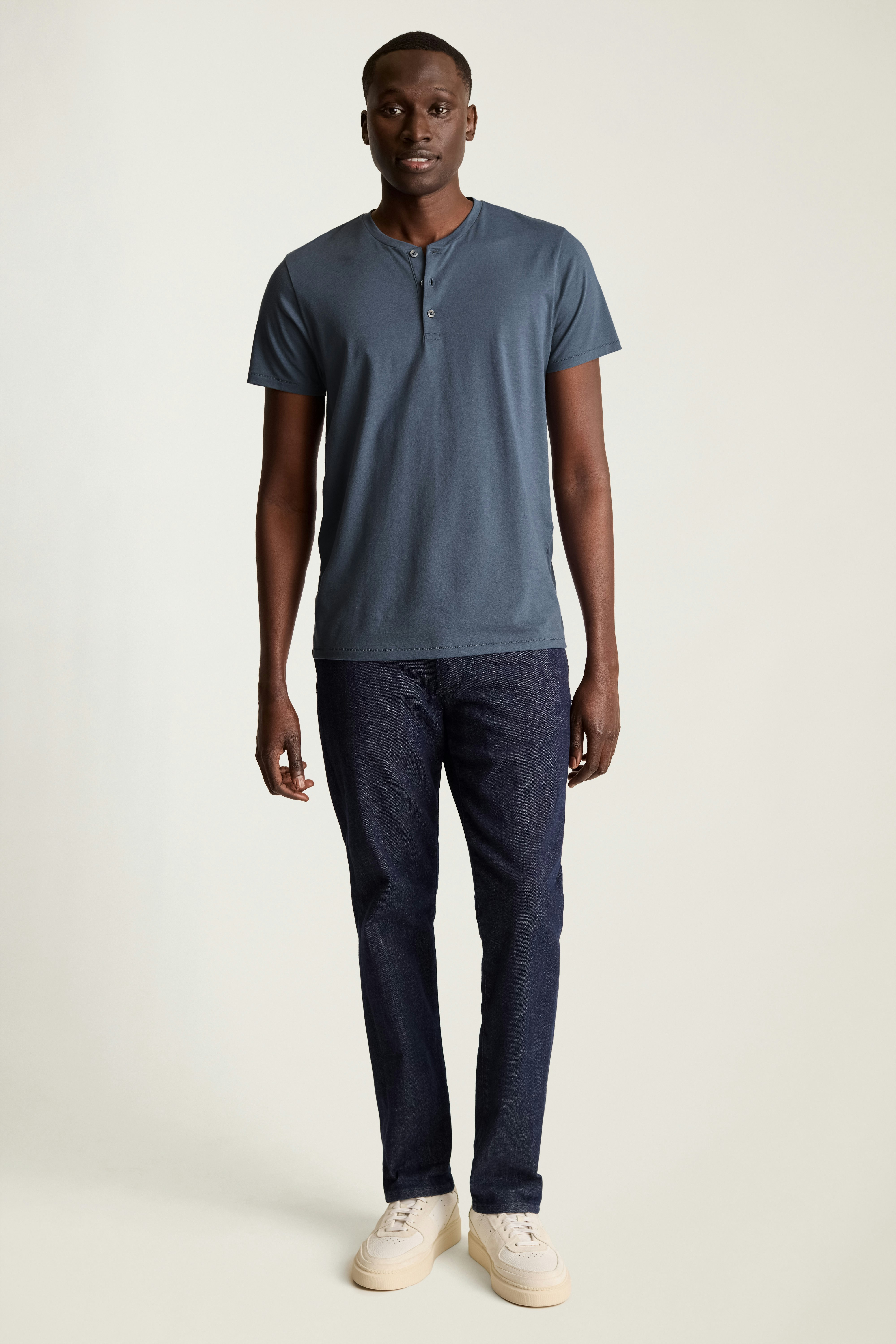Pima Performance Short Sleeve Henley deep blue