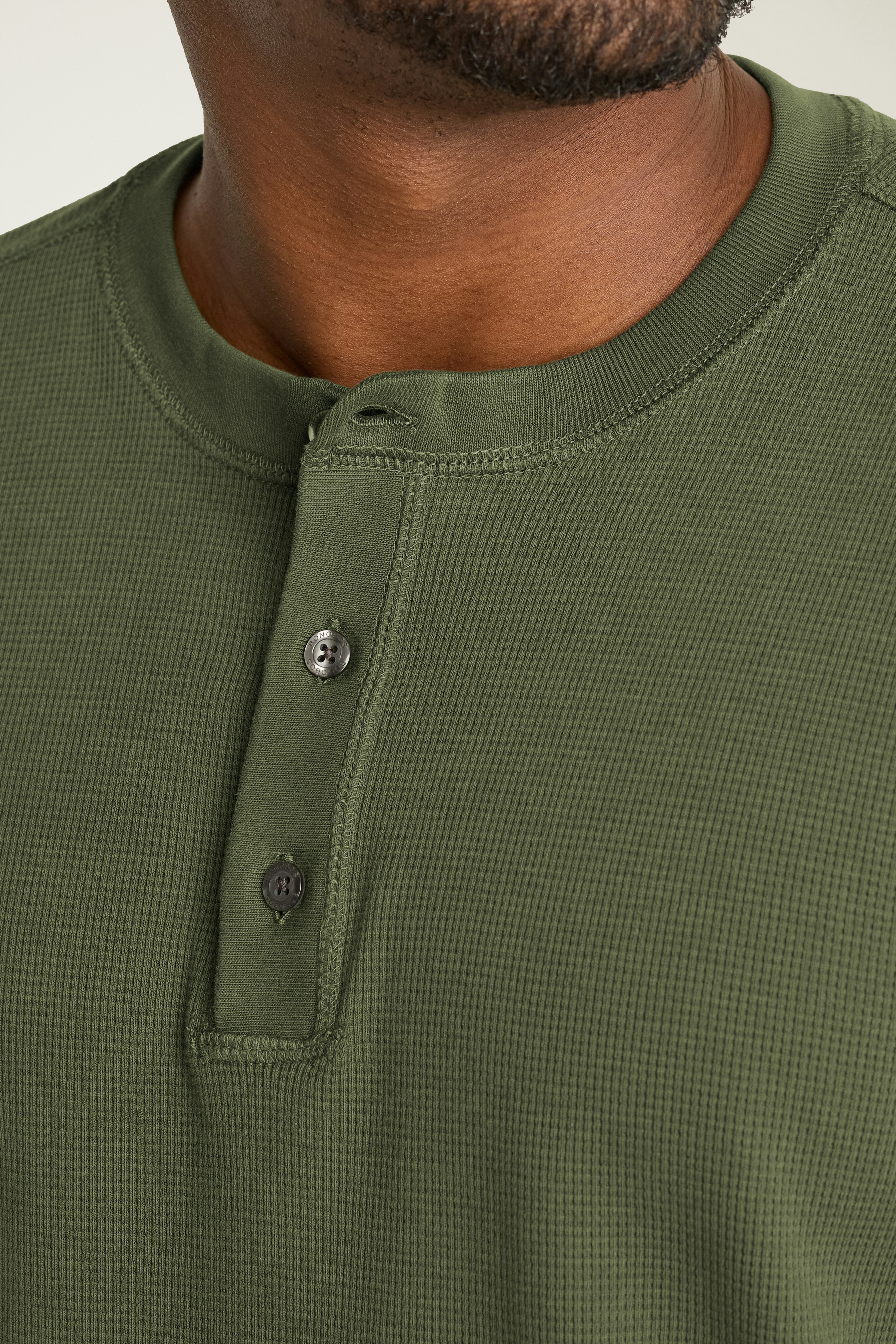 Waffle Henley olive green