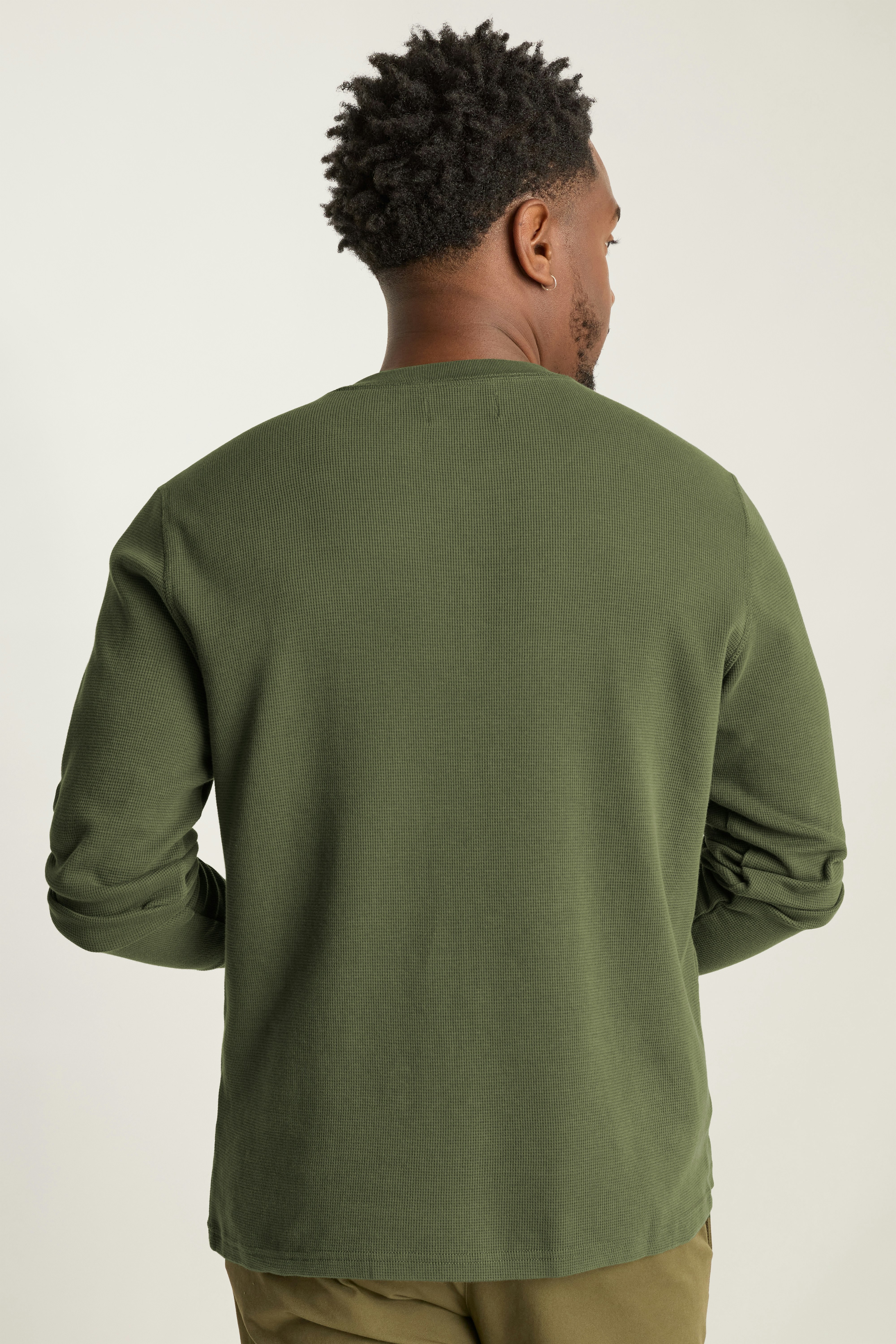Waffle Henley olive green